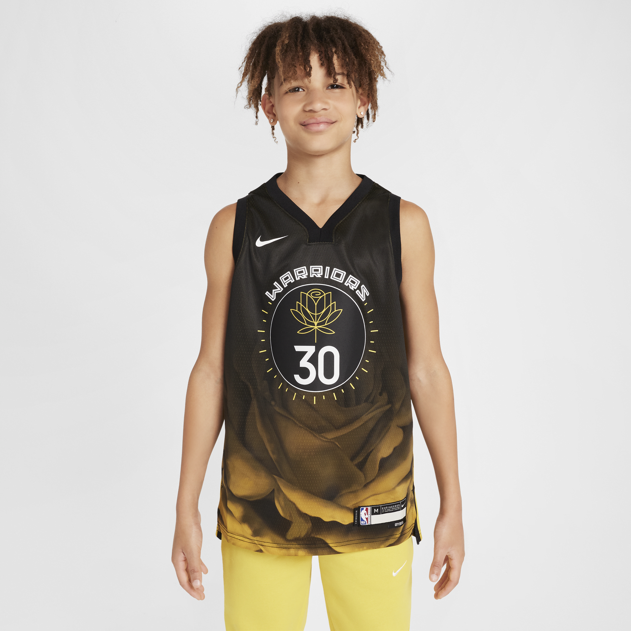 Nike Stephen Curry Golden State Warriors City Edition Swingman NBA-jersey met Dri-FIT voor kids Zwart