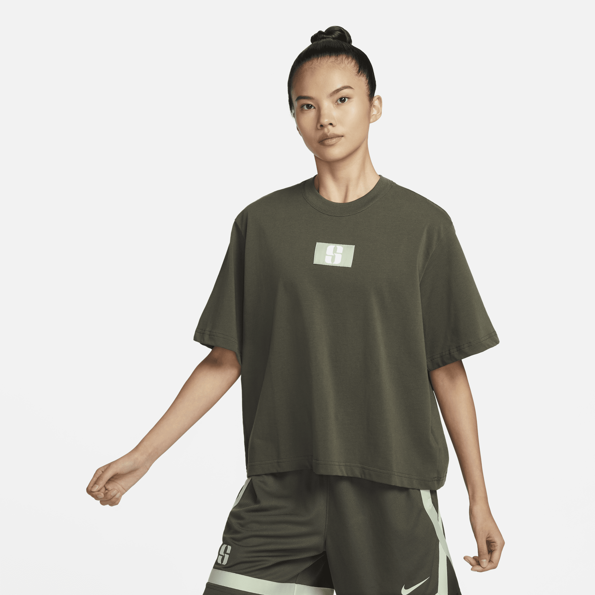 Nike Sabrina recht basketbalshirt voor dames Groen