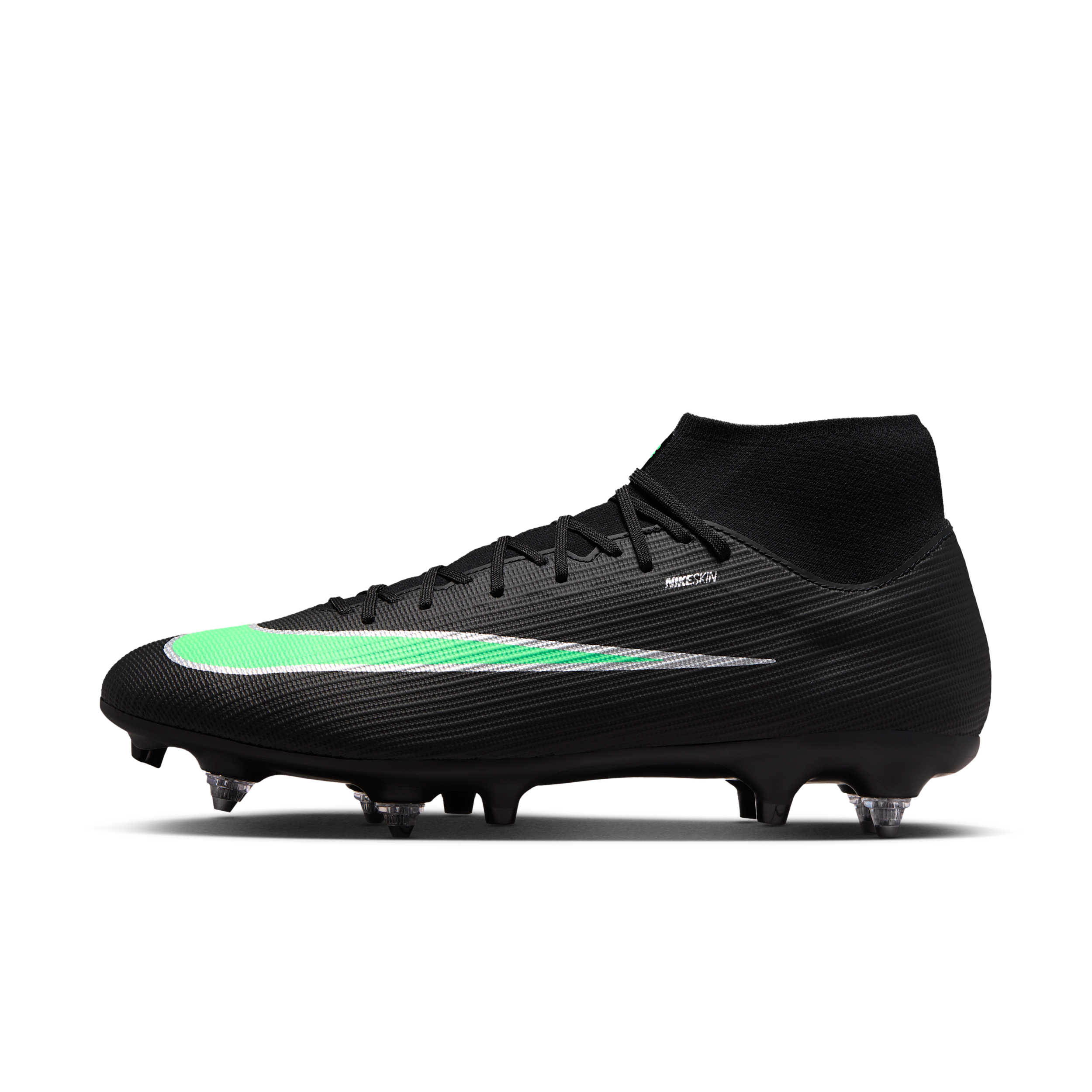 Korki piłkarskie z wysoką cholewką na miękką murawę Nike Mercurial Superfly 11 Academy - Czerń