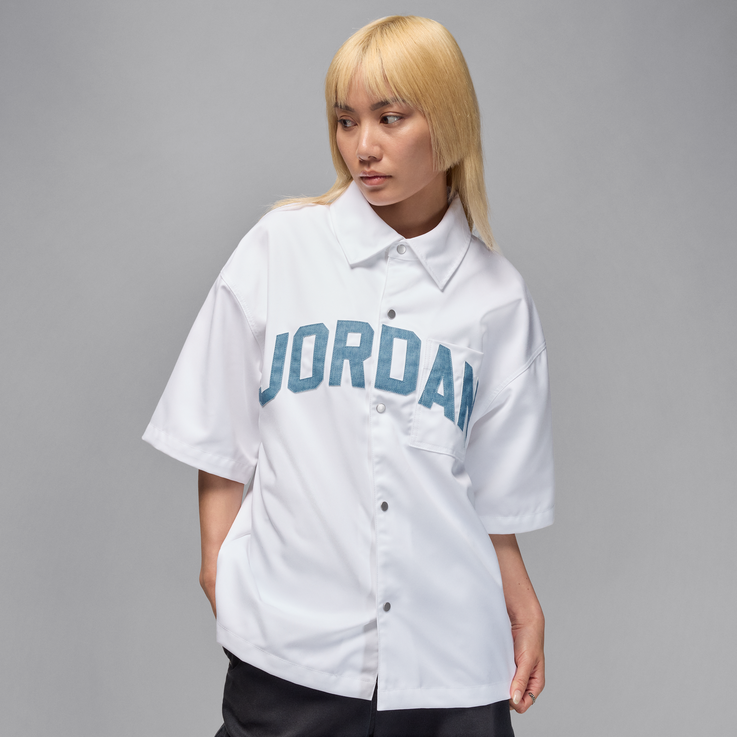 Nike Jordan Flight Womens Woven Short-Sleeve Top - White - Polyester