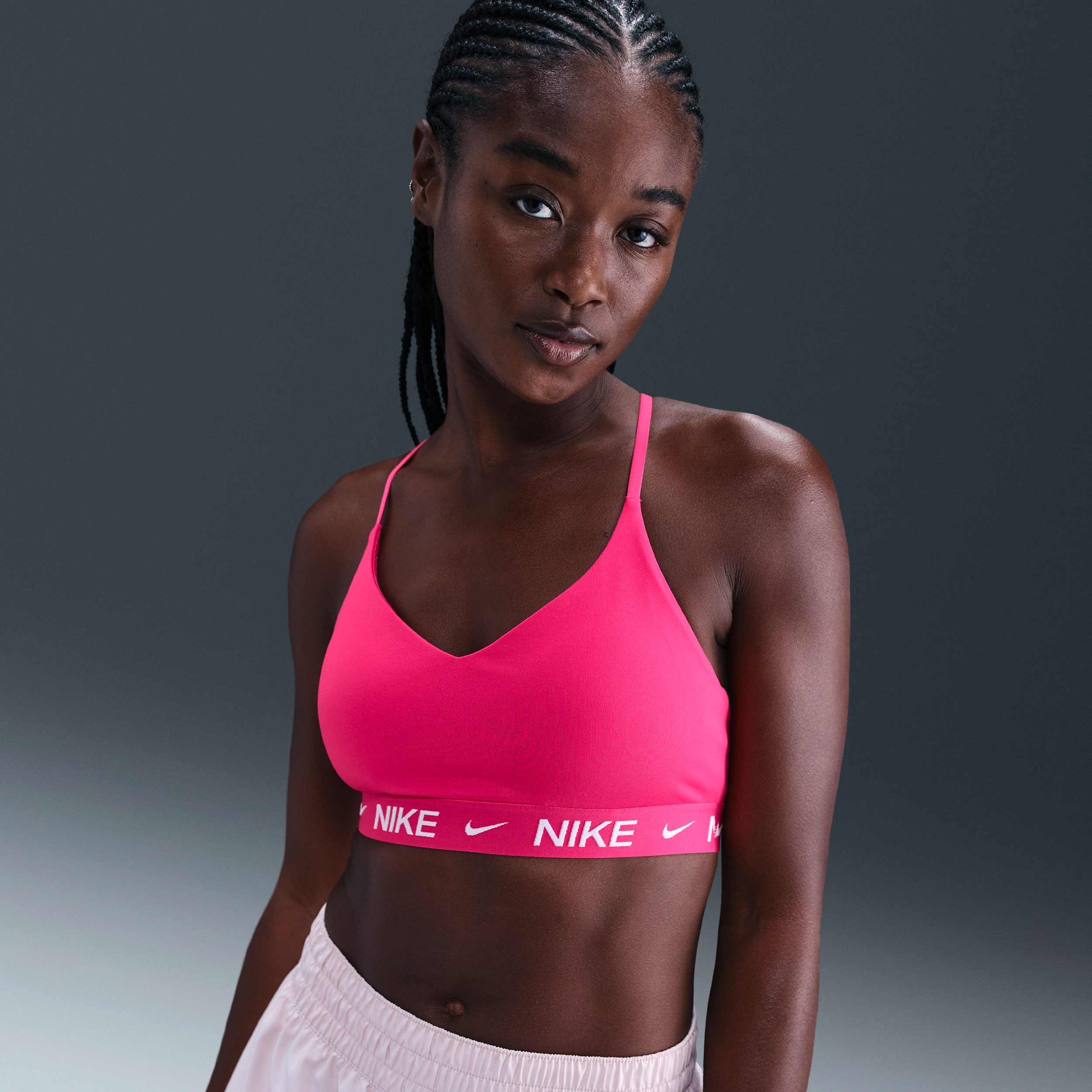 Nike Indy Light-Support Womens Padded Adjustable Sports Bra - Pink - Polyester/Elastane