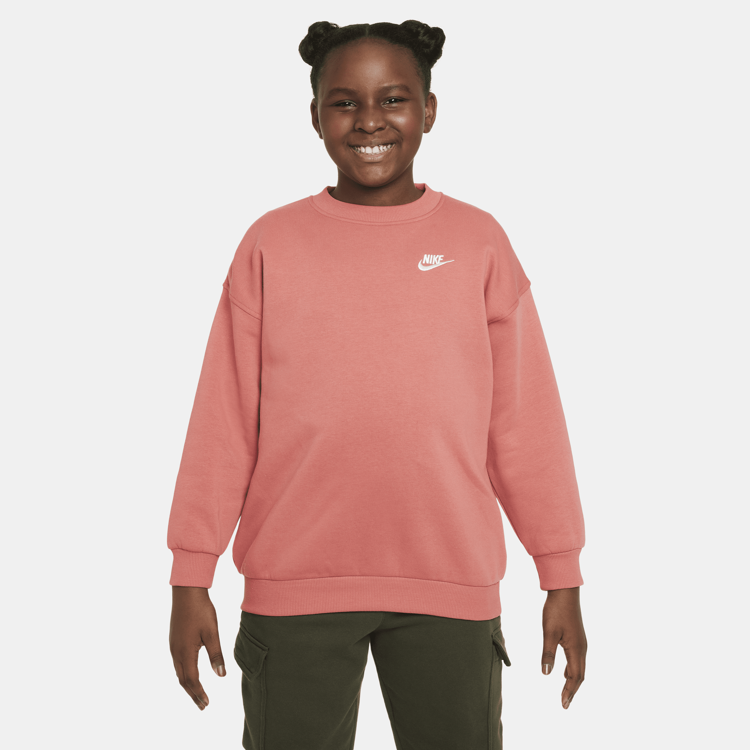 Nike Sportswear Club Fleece oversized sweatshirt voor meisjes (ruimere maten) Rood