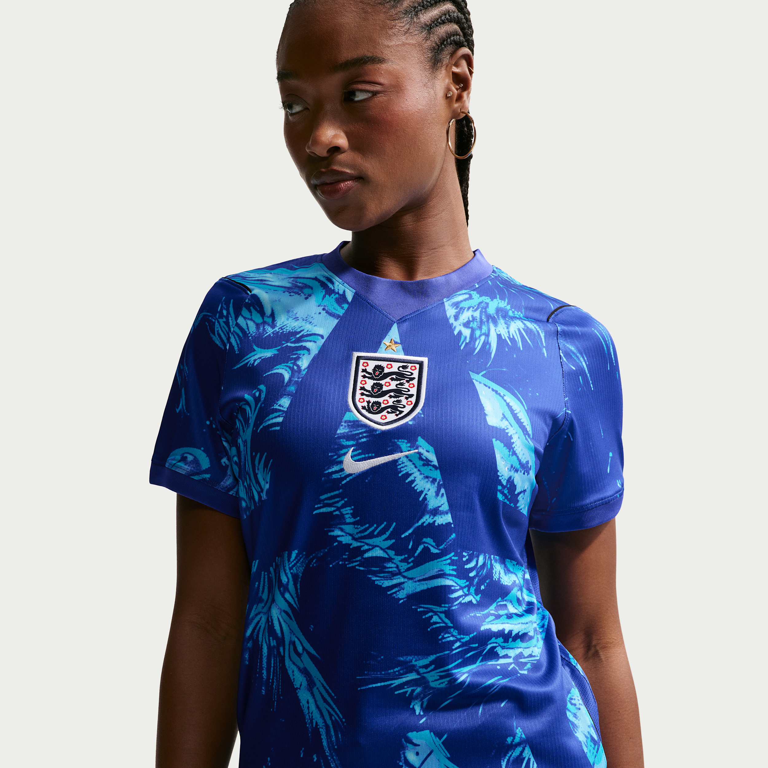 England 2026 Stadium Goalkeeper Nike Dri-FIT Replica-fodboldtrøje med korte ærmer til kvinder - blå