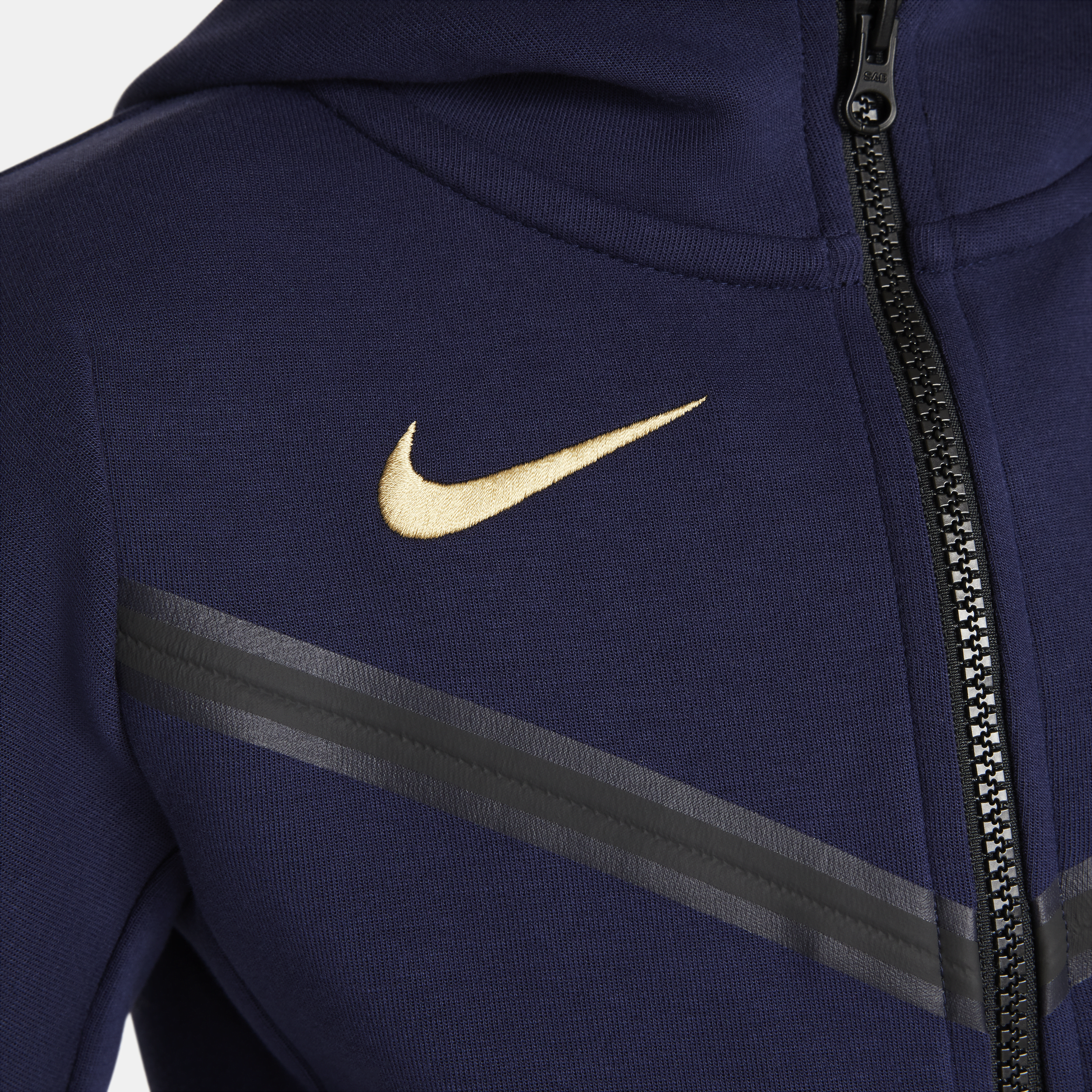 Nike FFF Tech Fleece voetbalhoodie met rits over de hele lengte voor jongens Blauw