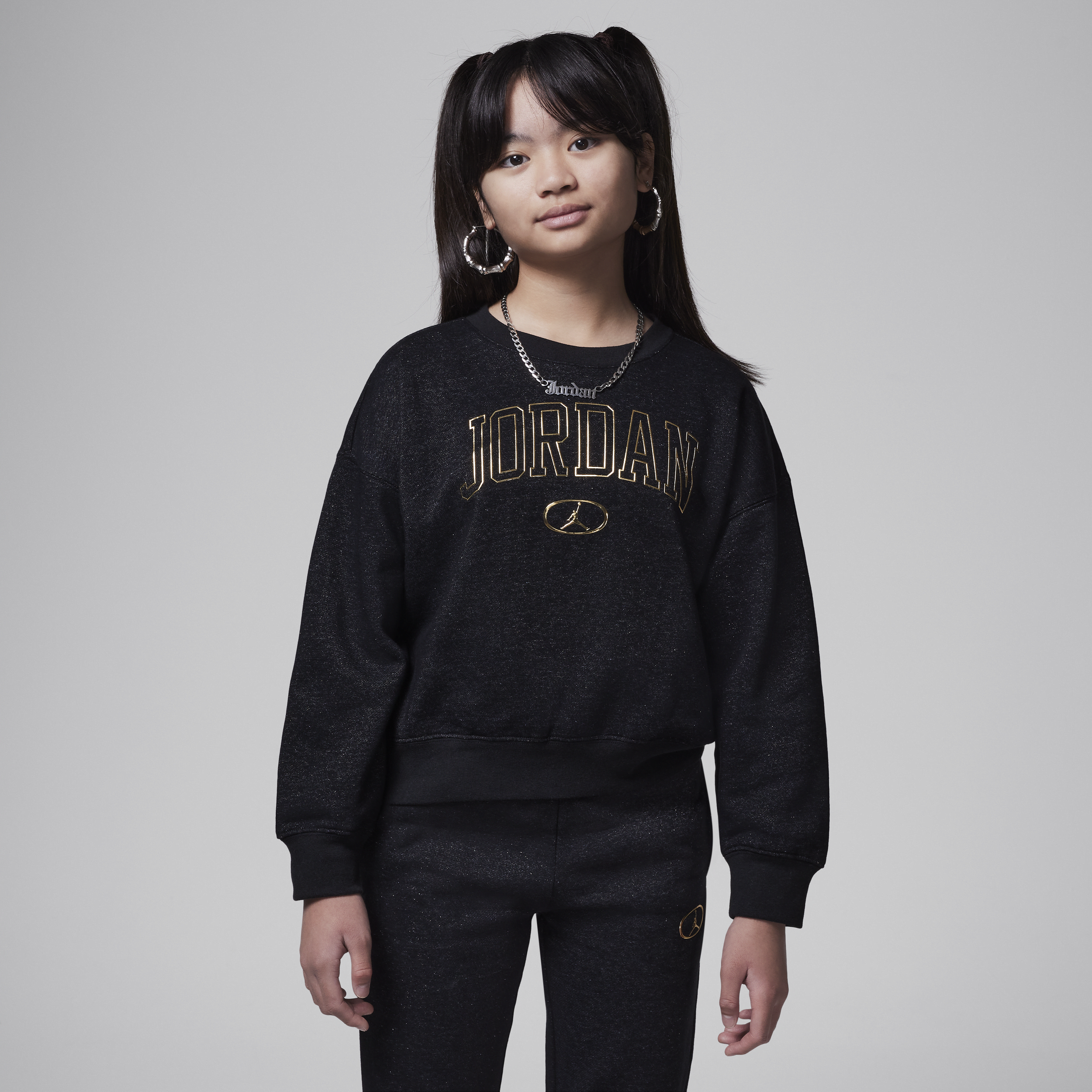 Haut à col ras-du-cou 1st Baby Blue Jordan pour ado - Noir