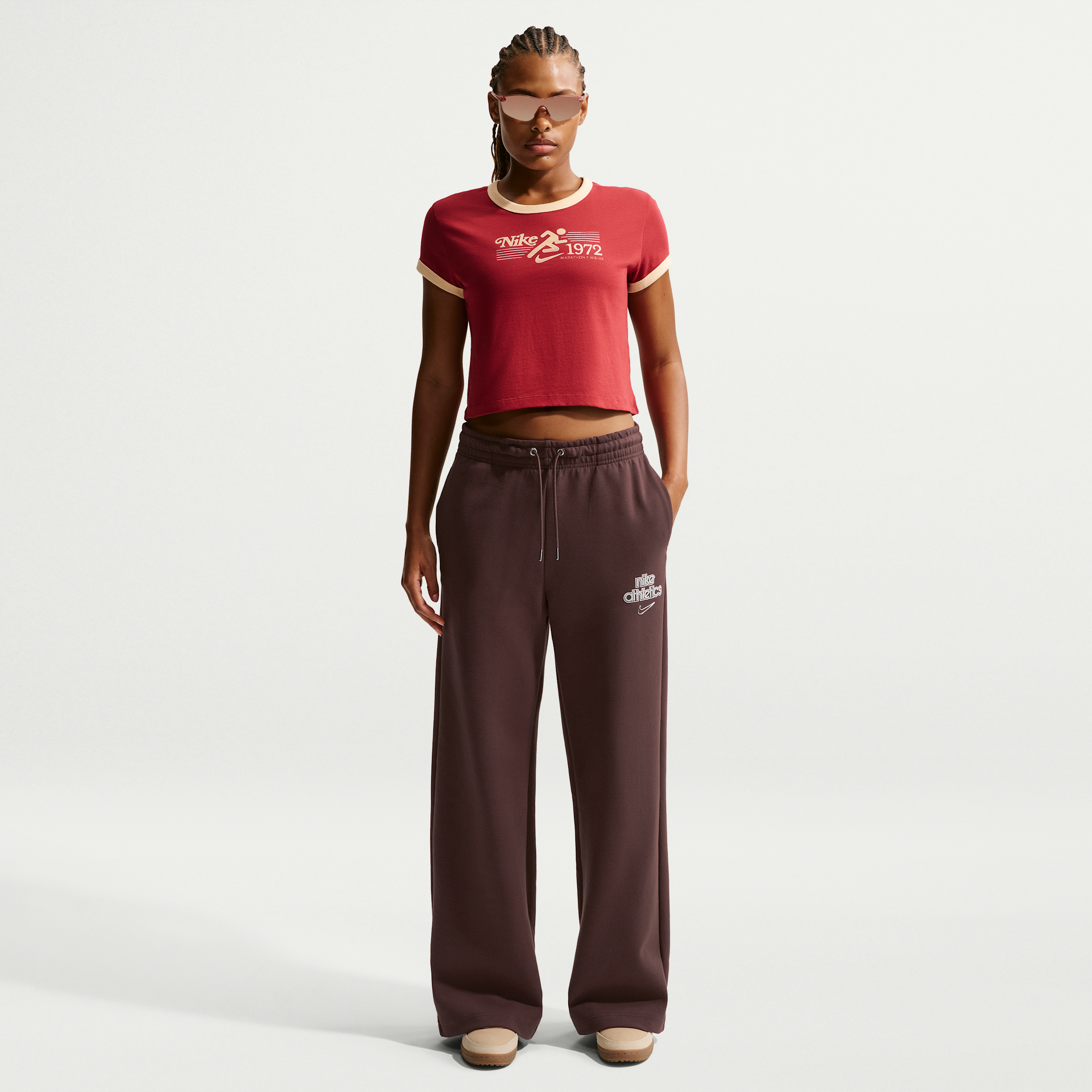 Pantaloni palazzo a vita alta Nike Phoenix Fleece – Donna - Marrone