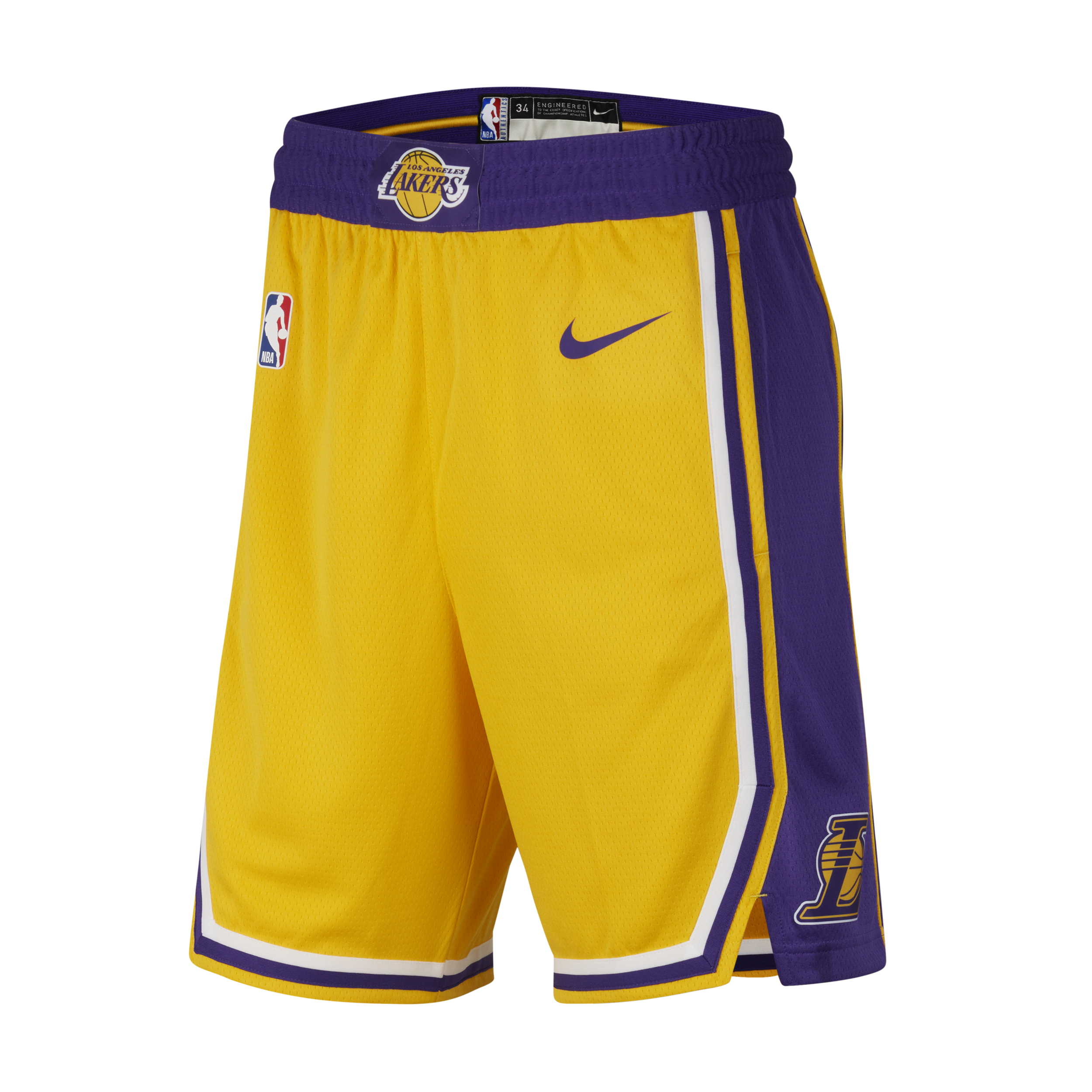Image of Los Angeles Lakers Icon Edition Swingman Nike NBA-herenshorts - Geel
