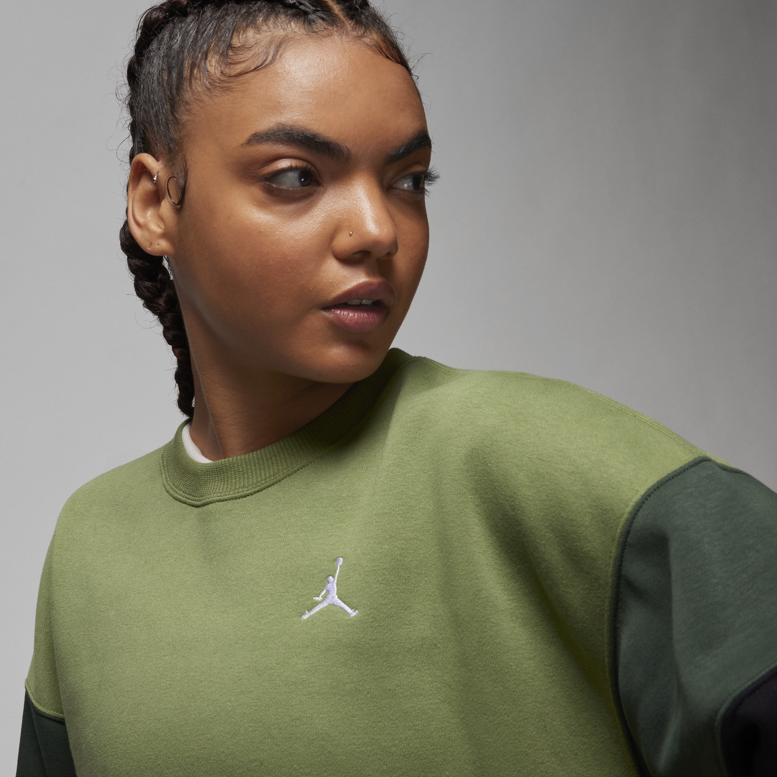 Jordan Brooklyn Fleece sweatshirt met ronde hals voor dames Groen