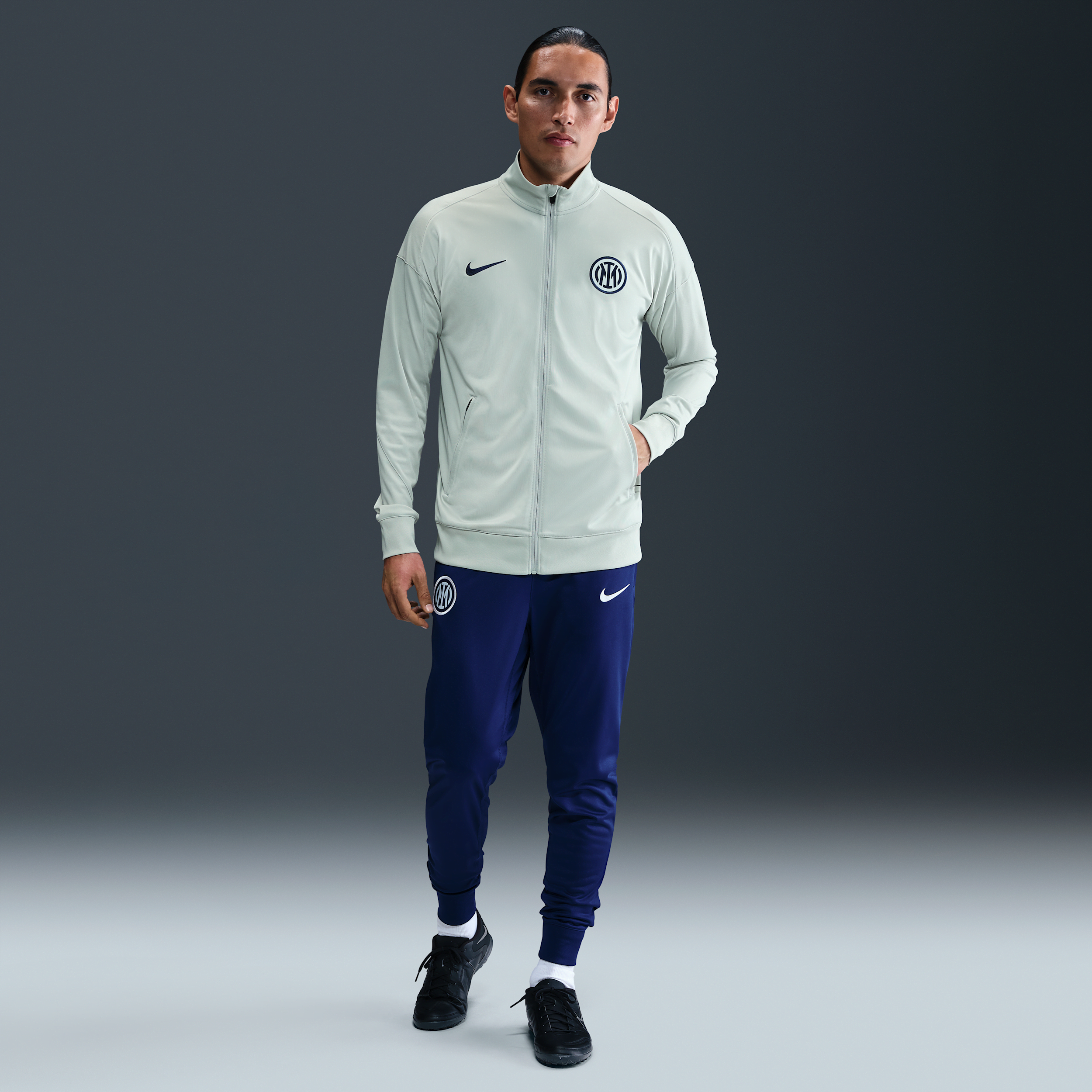 Inter Milan Strike Mens Nike Dri-FIT Football Knit Tracksuit - Grey - Polyester