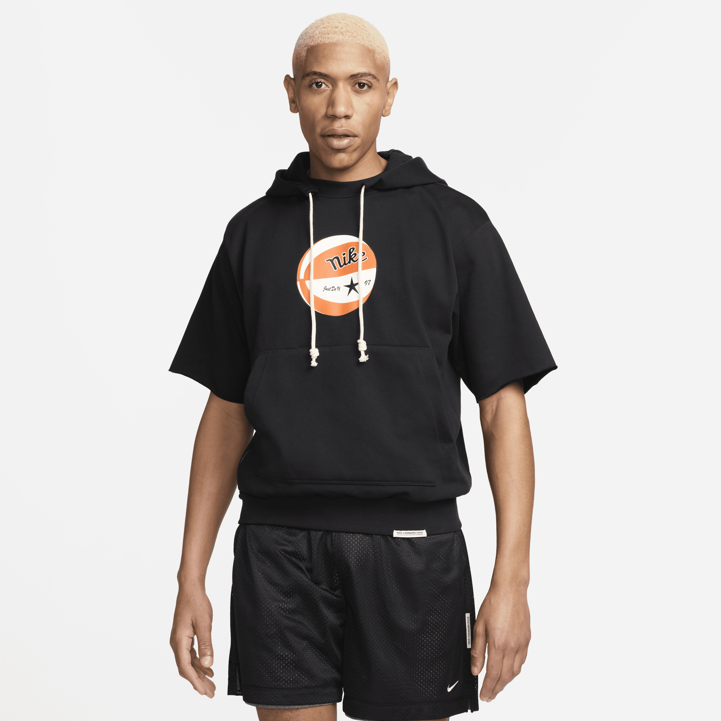 Nike Standard Issue Dri-FIT hoodie met korte mouwen voor heren Zwart