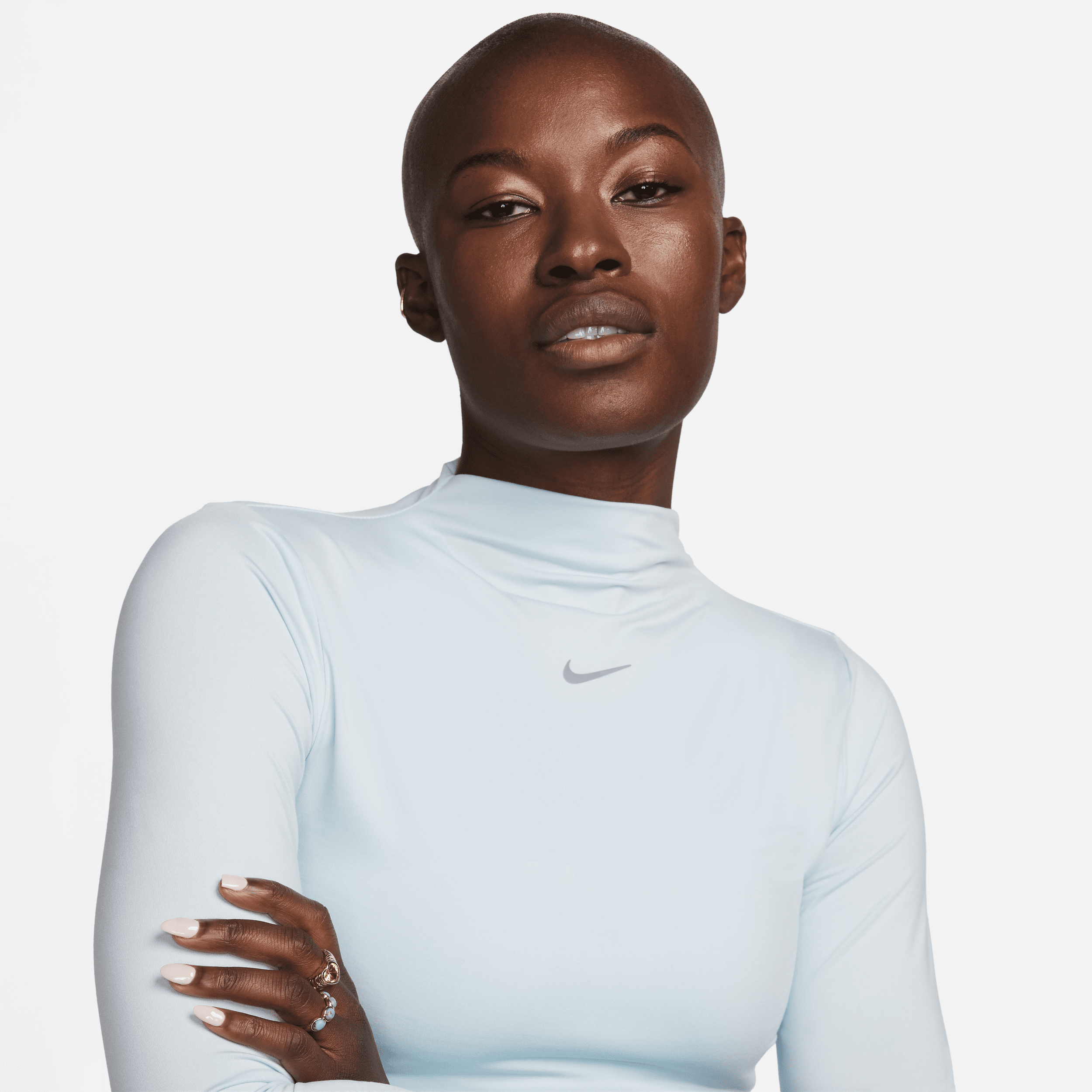Nike Dri-FIT One Luxe croptop met lange mouwen voor dames Blauw