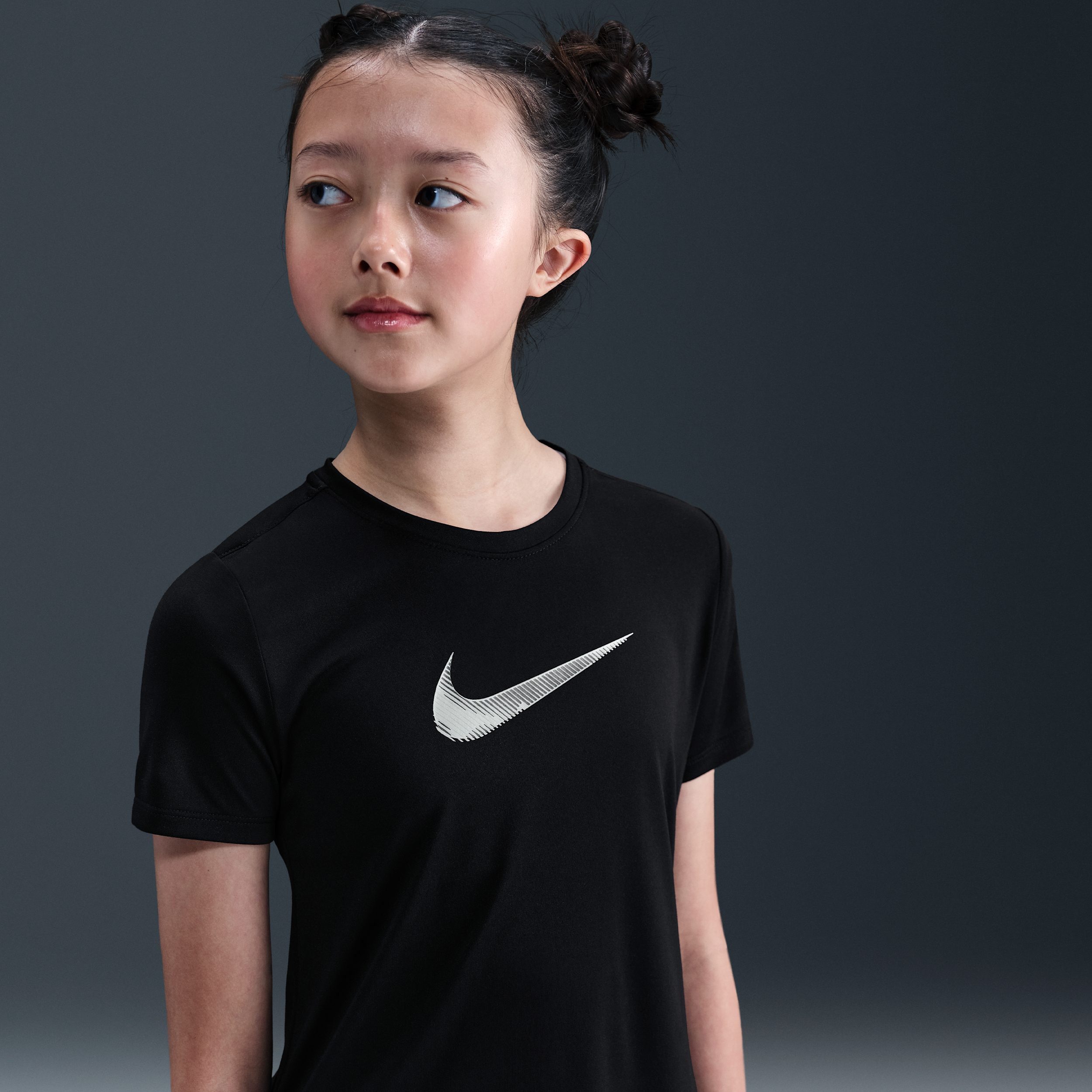 Nike One Classic Girls' Short-Sleeve Top - Black - Polyester