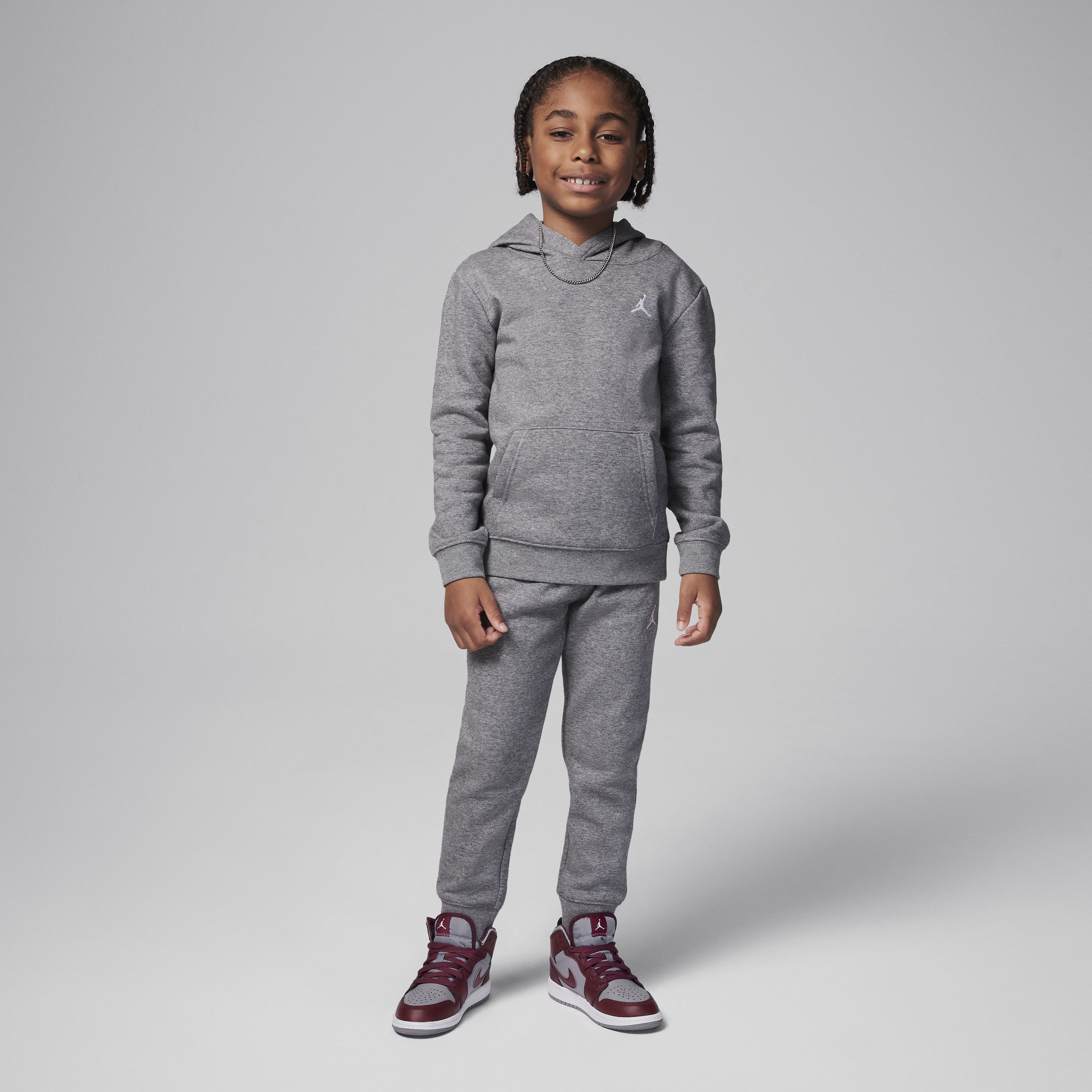 Jordan MJ Brooklyn Fleece-Hoodie-Set 2-teilig (jüngere Kinder) – Grau
