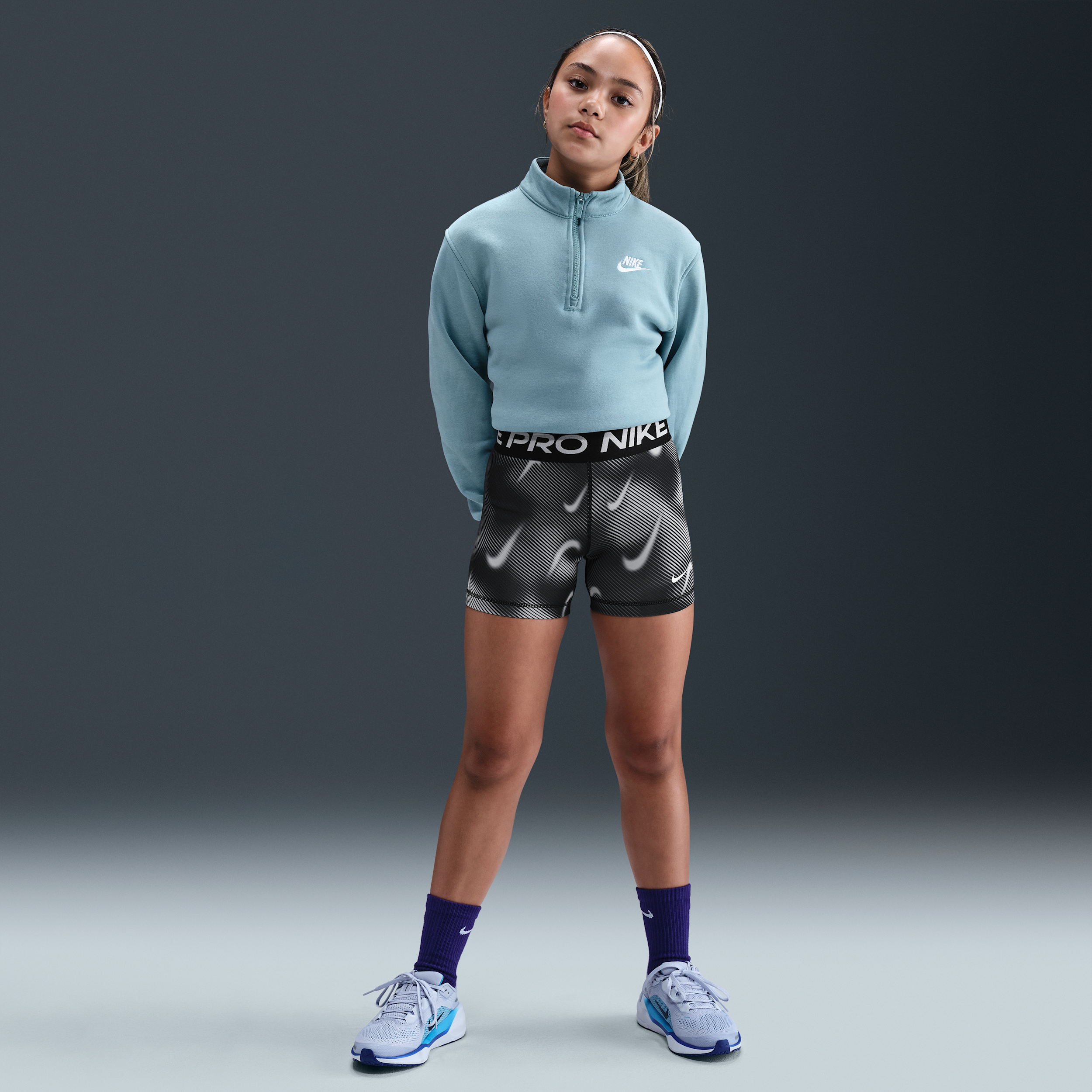 Nike Pro Older Kids' (Girls') Dri-FIT 7.5cm (approx.) Shorts - Black - Polyester/Elastane