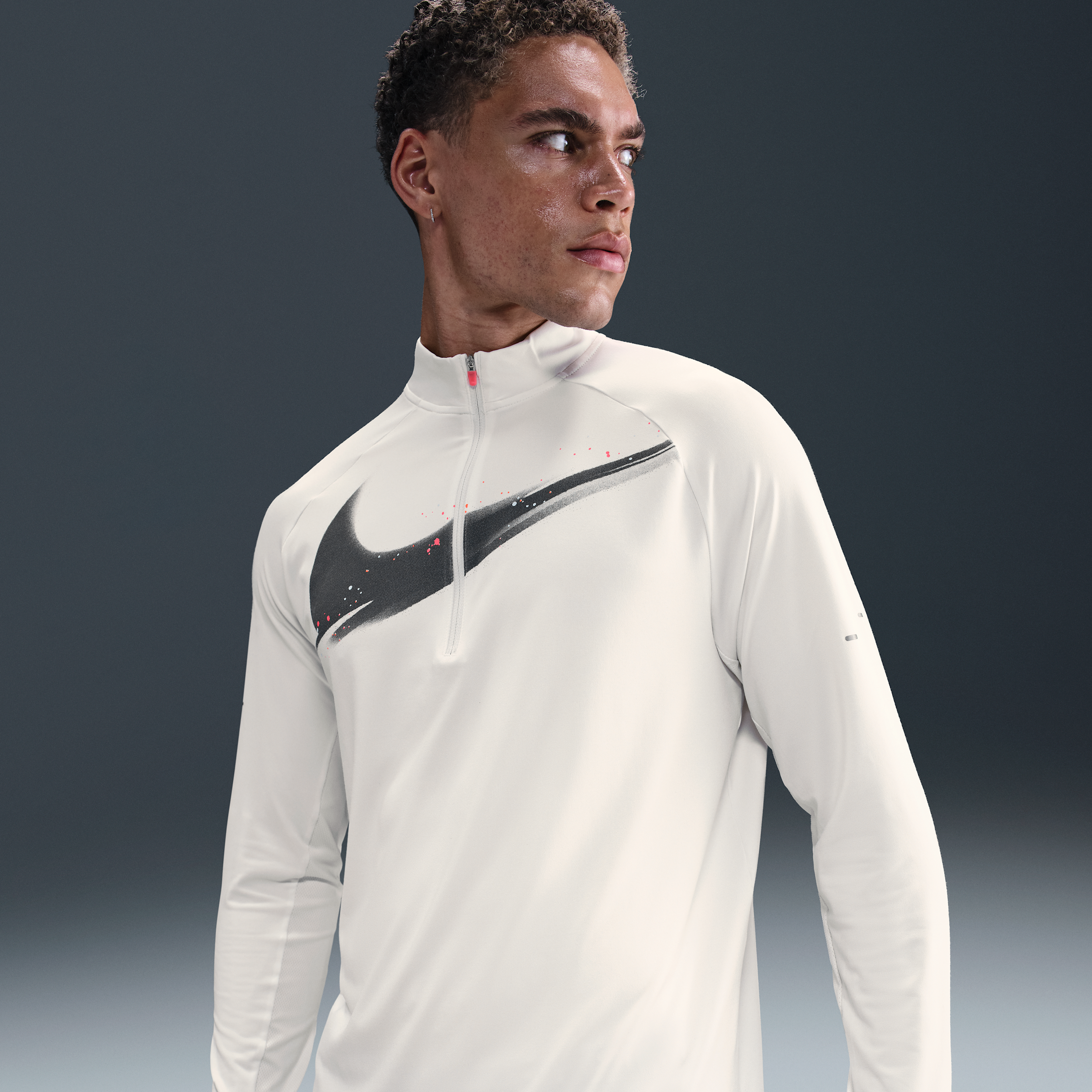 Nike Dri-FIT hardlooptussenlaag met halflange rits voor heren - Wit