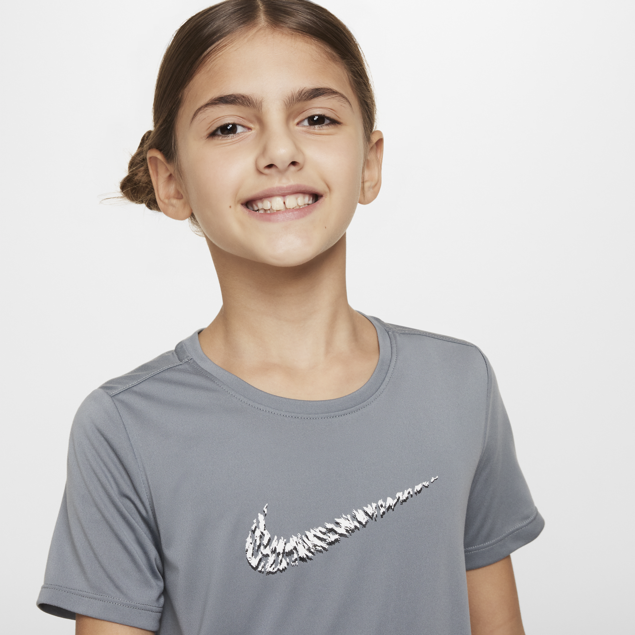 Nike One trainingstop met korte mouwen voor meisjes Grijs