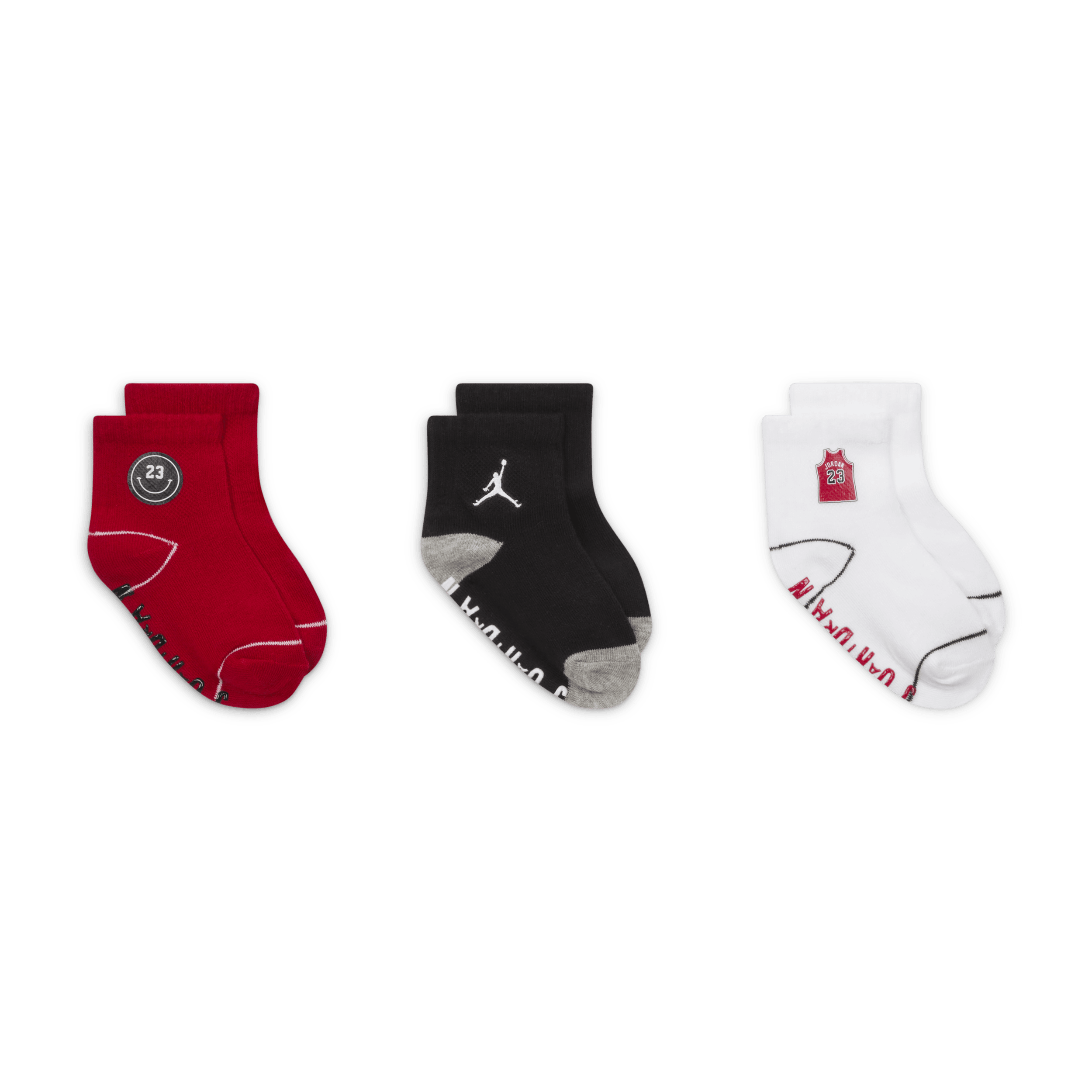 Jordan Icon Patches sokken met anti-slip voor baby's (0-9 maanden 3 paar) Rood