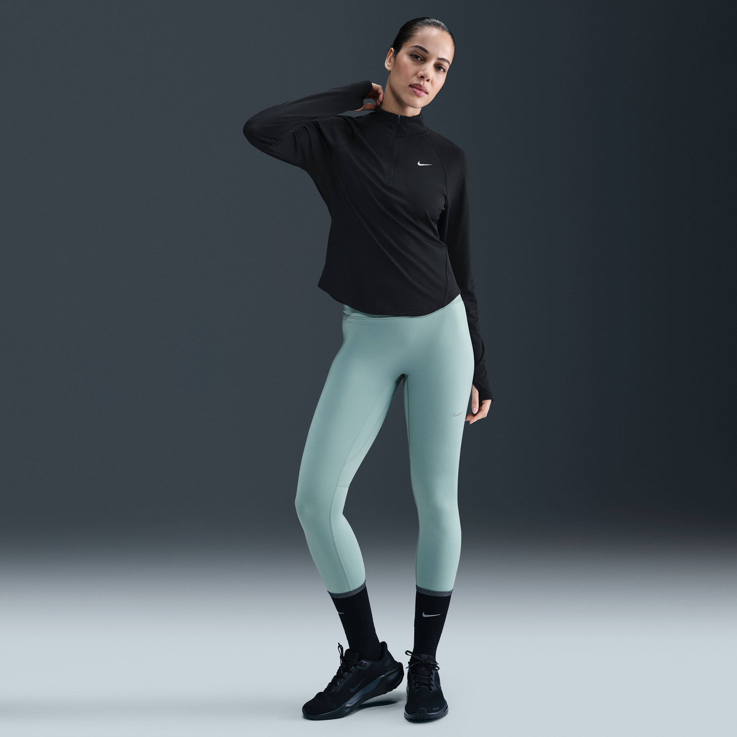 Thumbnail - Nike Tempo Lauf-Leggings mit 7/8-Länge und hohem Bund (Damen) - Grün