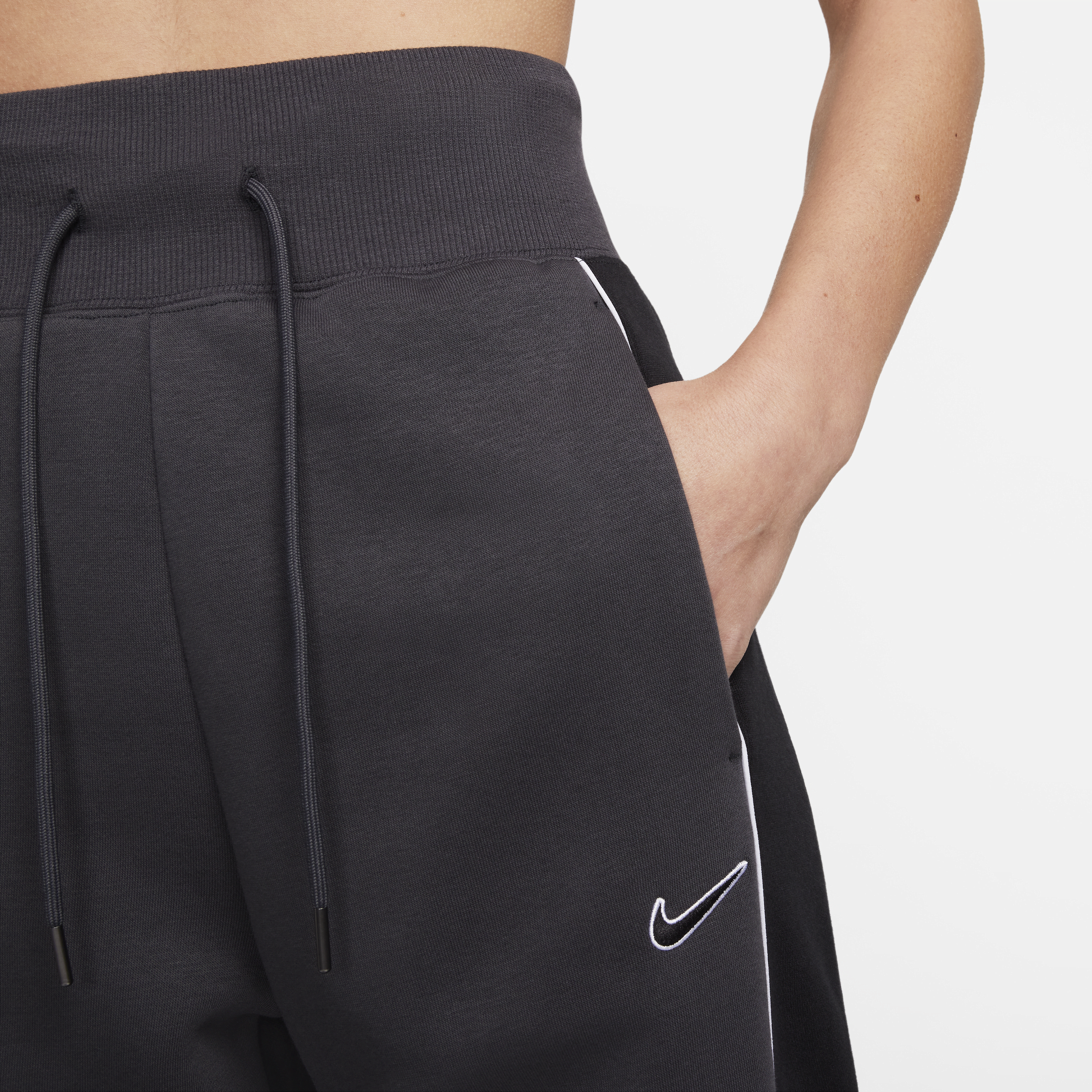 Nike Sportswear Phoenix Fleece joggingbroek met hoge taille en open zoom voor dames Grijs