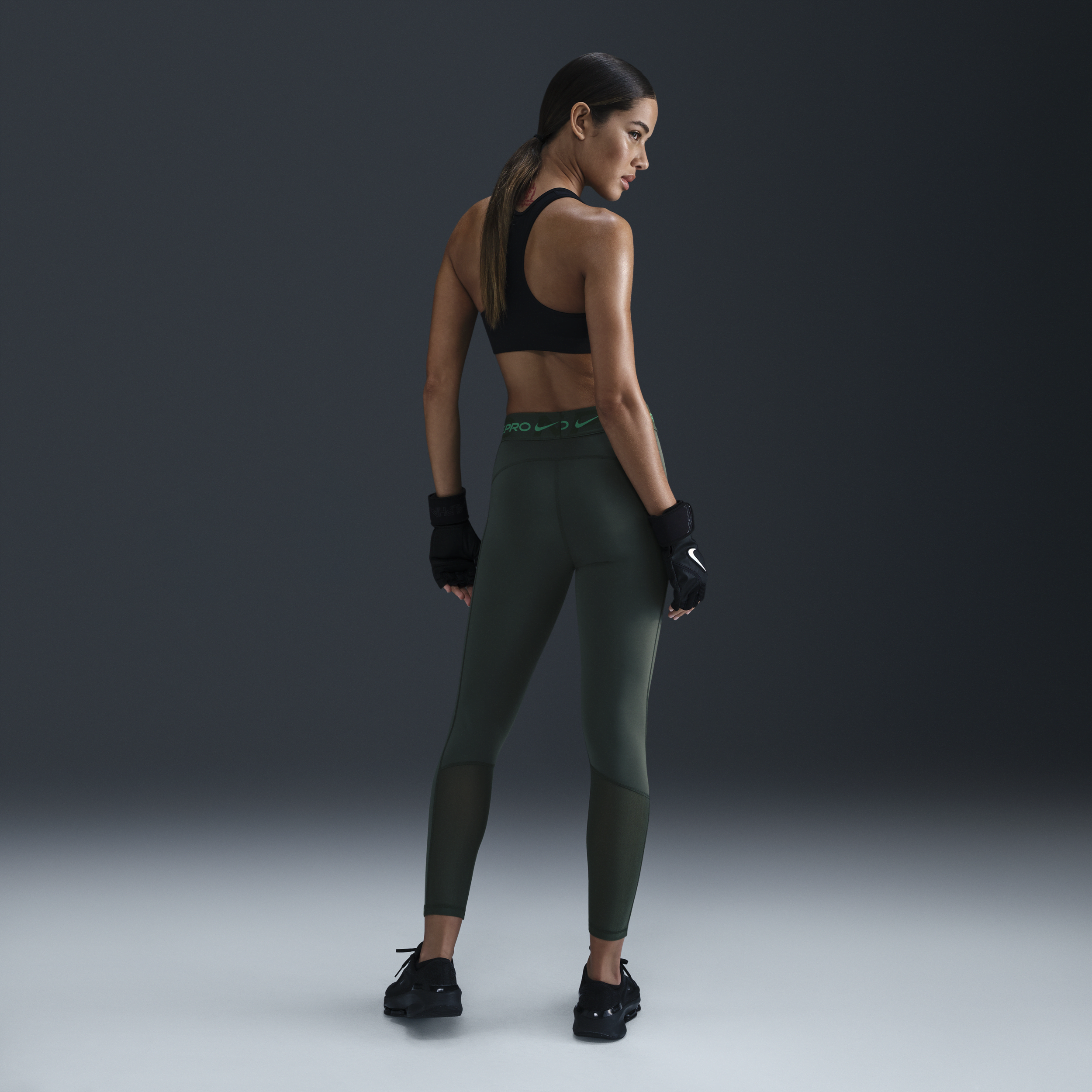 Legging 7/8 taille mi-haute à motif Nike Pro pour femme - Vert