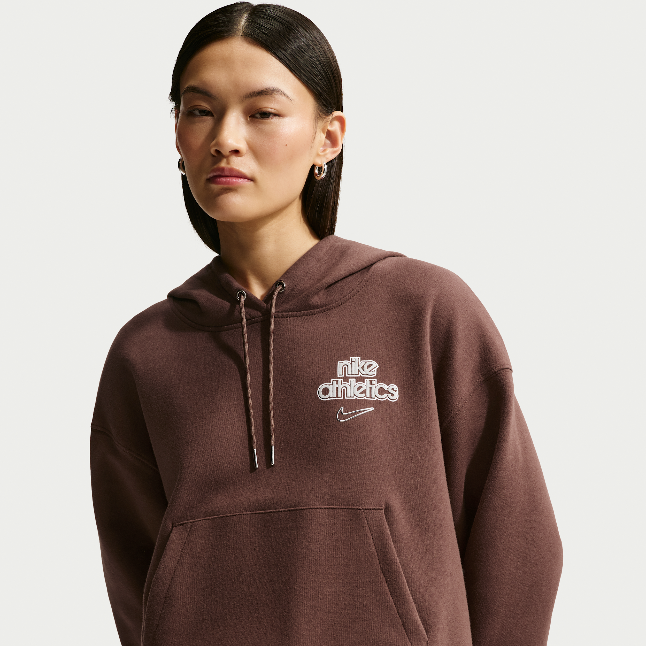 Felpa pullover con cappuccio Nike Phoenix Fleece – Donna - Marrone