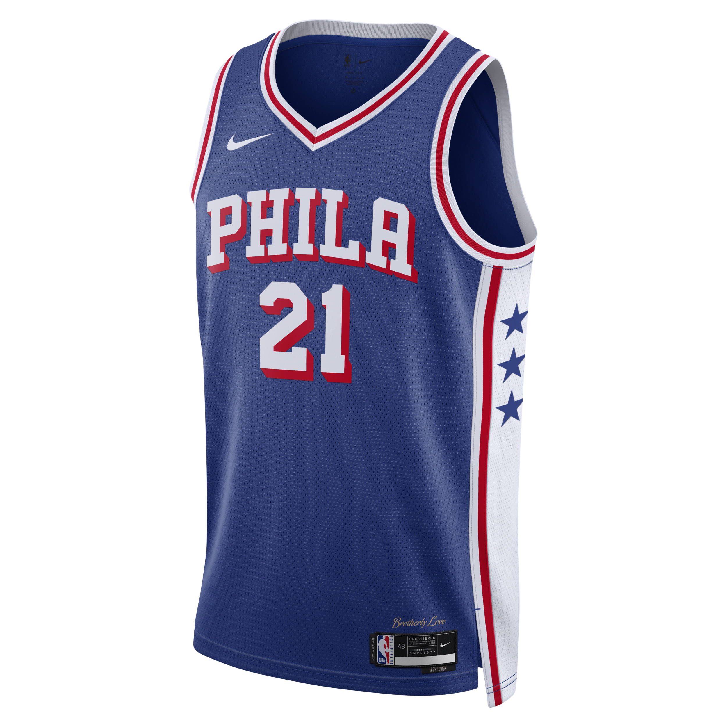 Maillot Nike Dri-FIT NBA Swingman Joel Embiid Philadelphia 76ers 2023/24 Icon Edition pour homme - Bleu