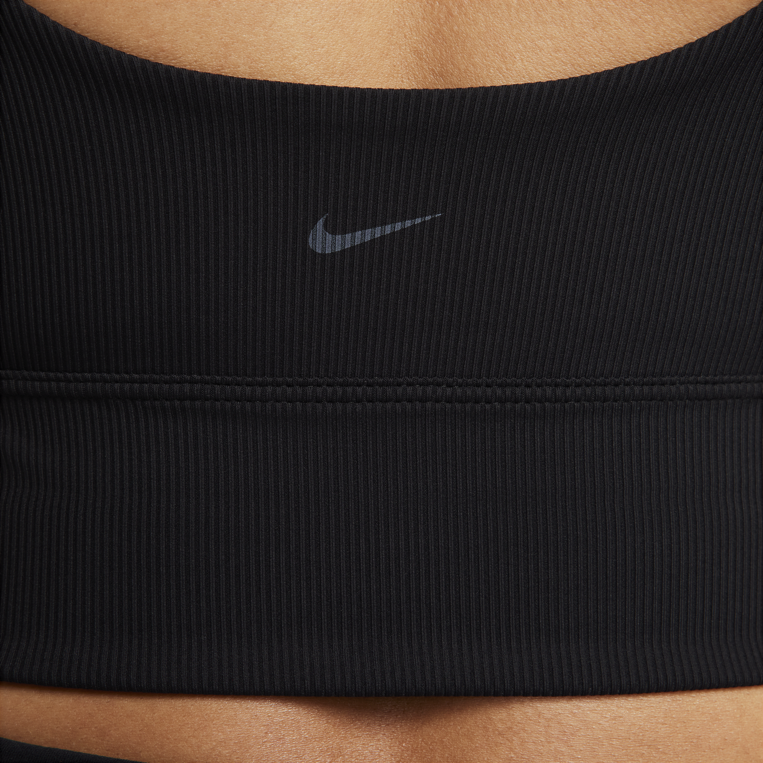 Nike Zenvy Rib lange sport-bh met lichte ondersteuning zonder vulling Zwart