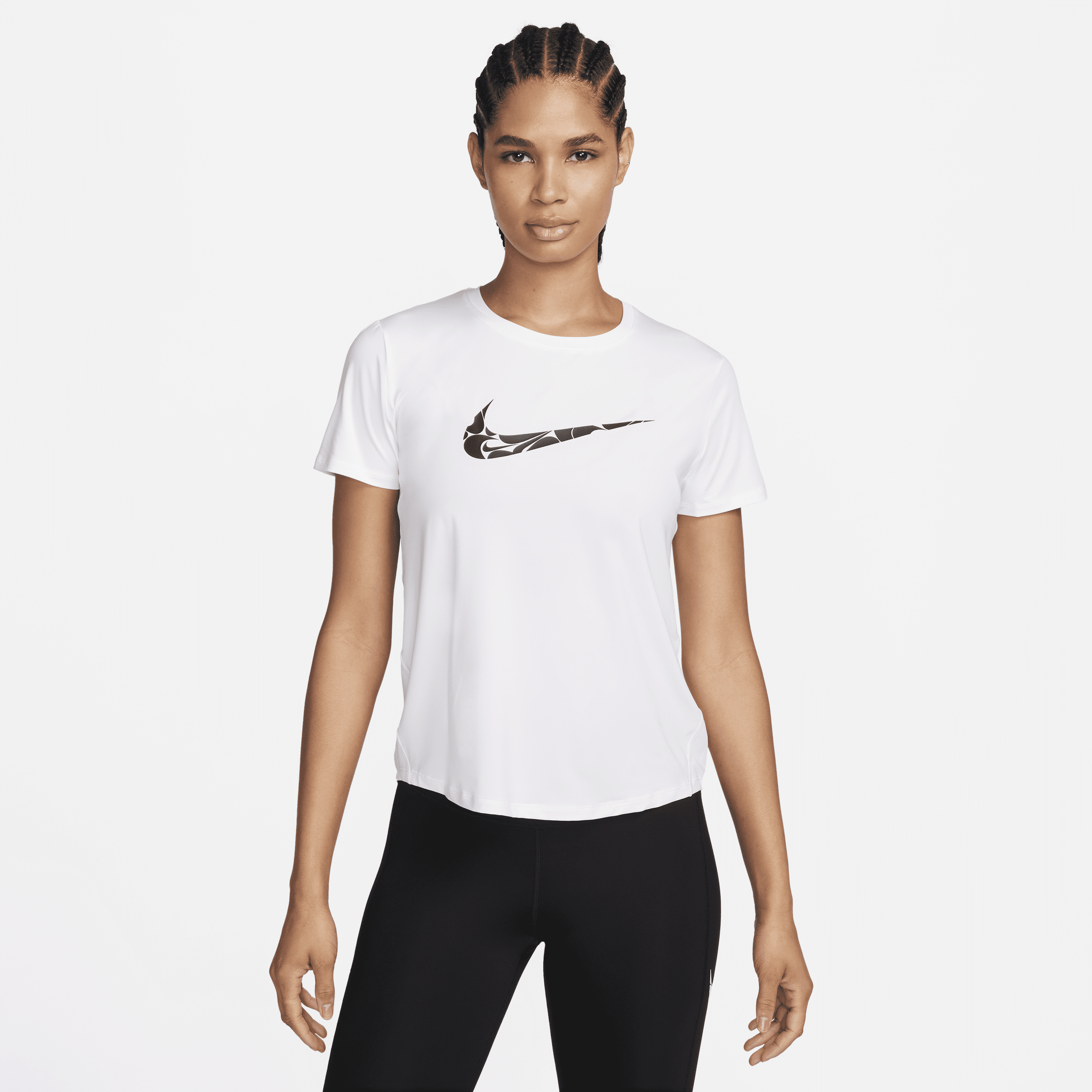 Nike One Swoosh Dri-FIT hardlooptop met korte mouwen voor dames Wit