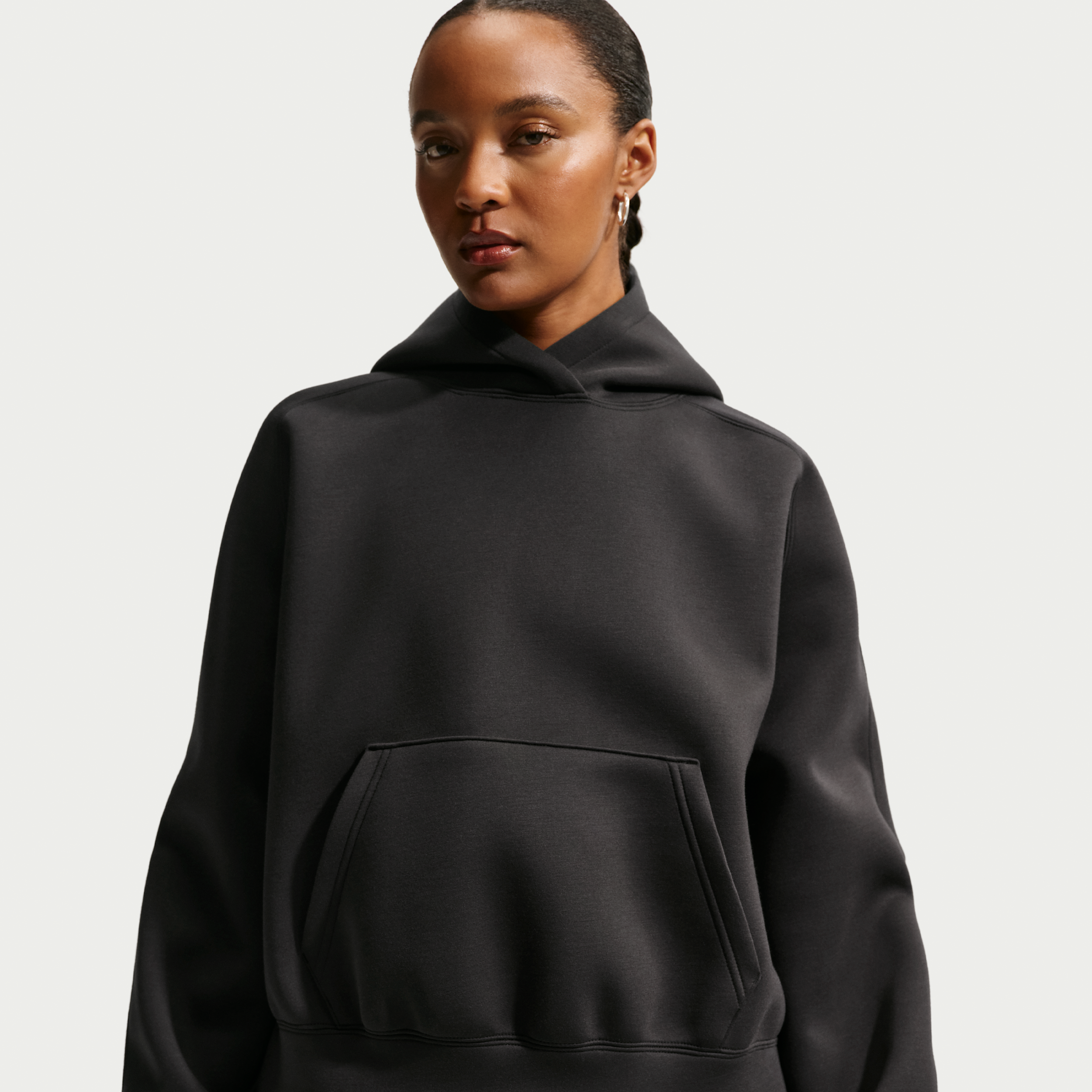 Felpa pullover oversize in fleece con cappuccio Nike – Donna - Nero