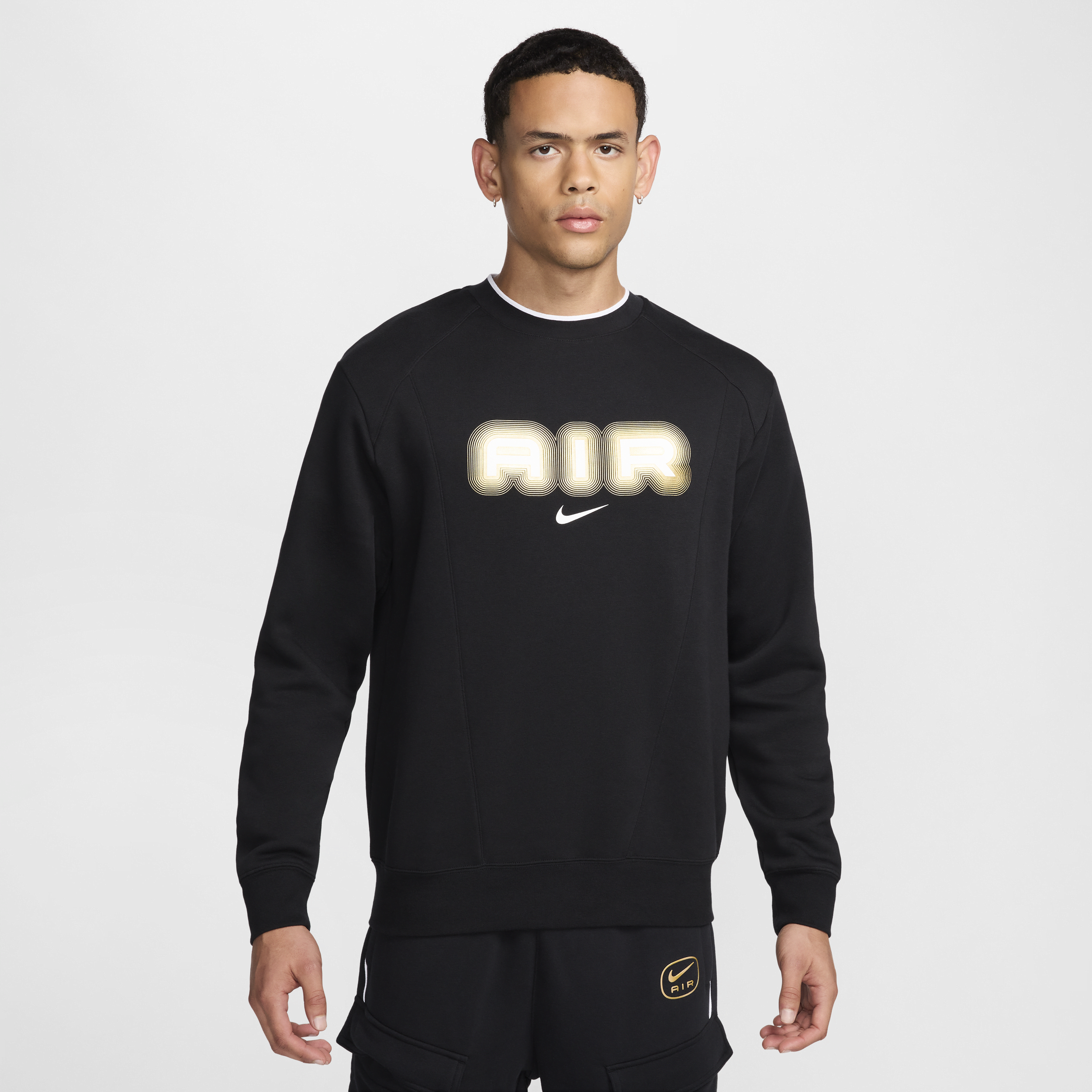 Thumbnail - Nike Air Fleece-Sweatshirt mit Rundhalsausschnitt für Herren - Schwarz
