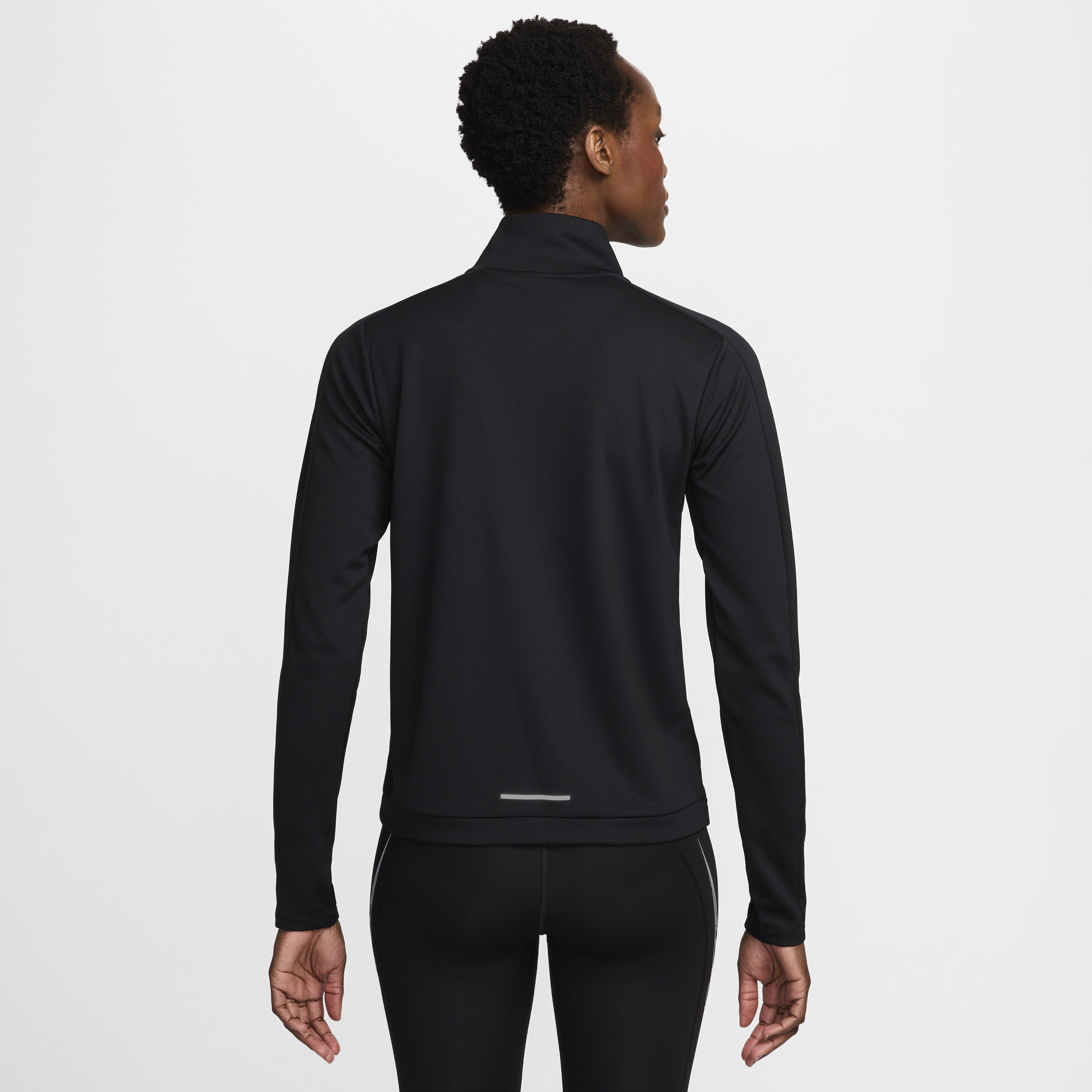 Vêtement deuxième couche de running Dri-FIT à 1/4 de zip Nike Swoosh pour femme - Noir