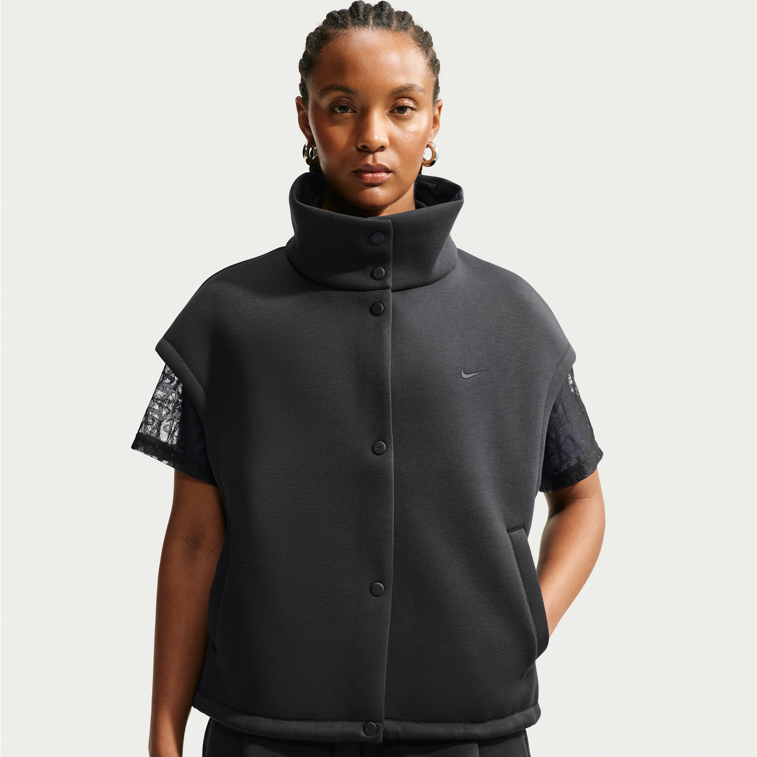 Løstsiddende Nike Pregame Fleece-vest til kvinder - sort