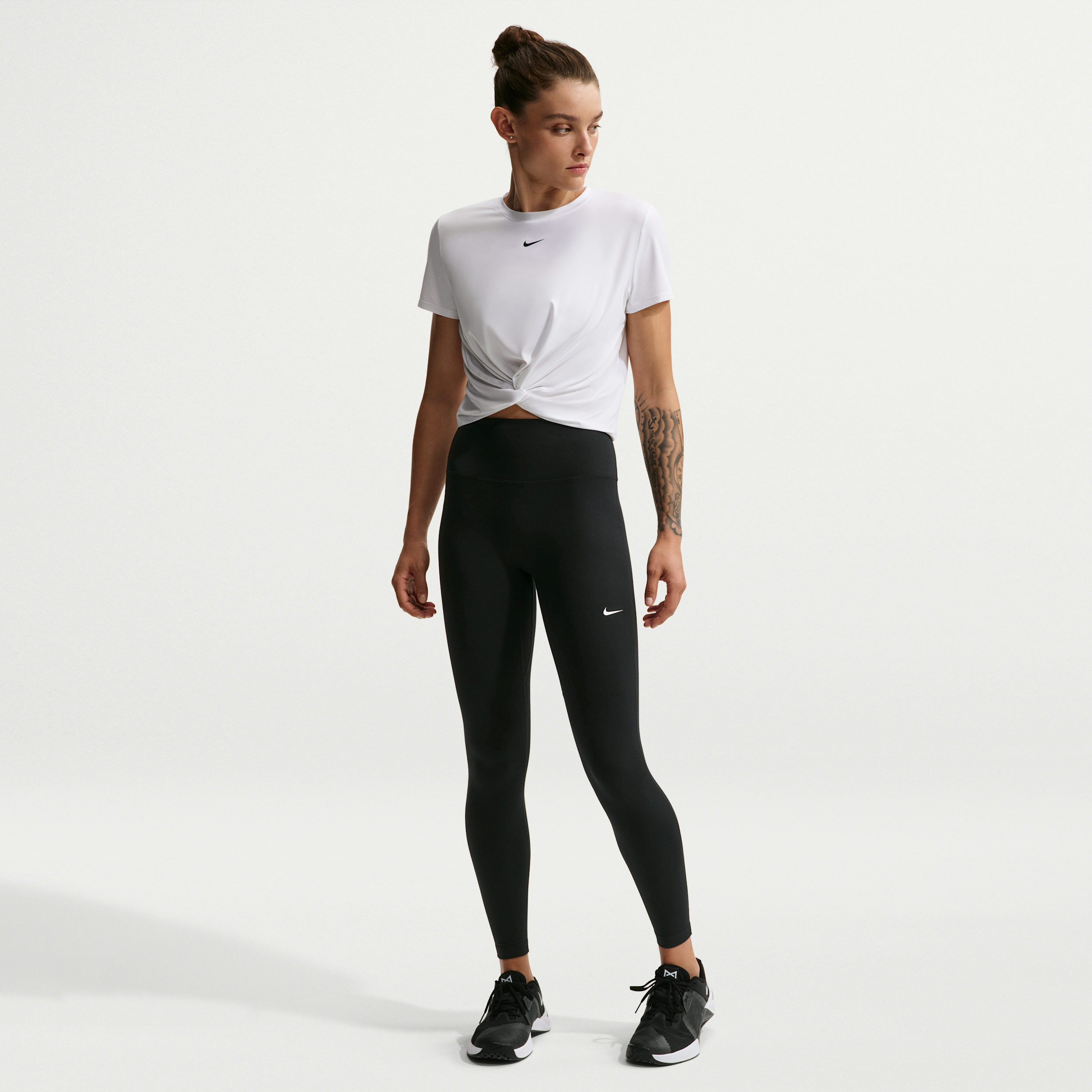 Nike One Seamless Front Womens High-Waisted Full-Length Leggings - Black