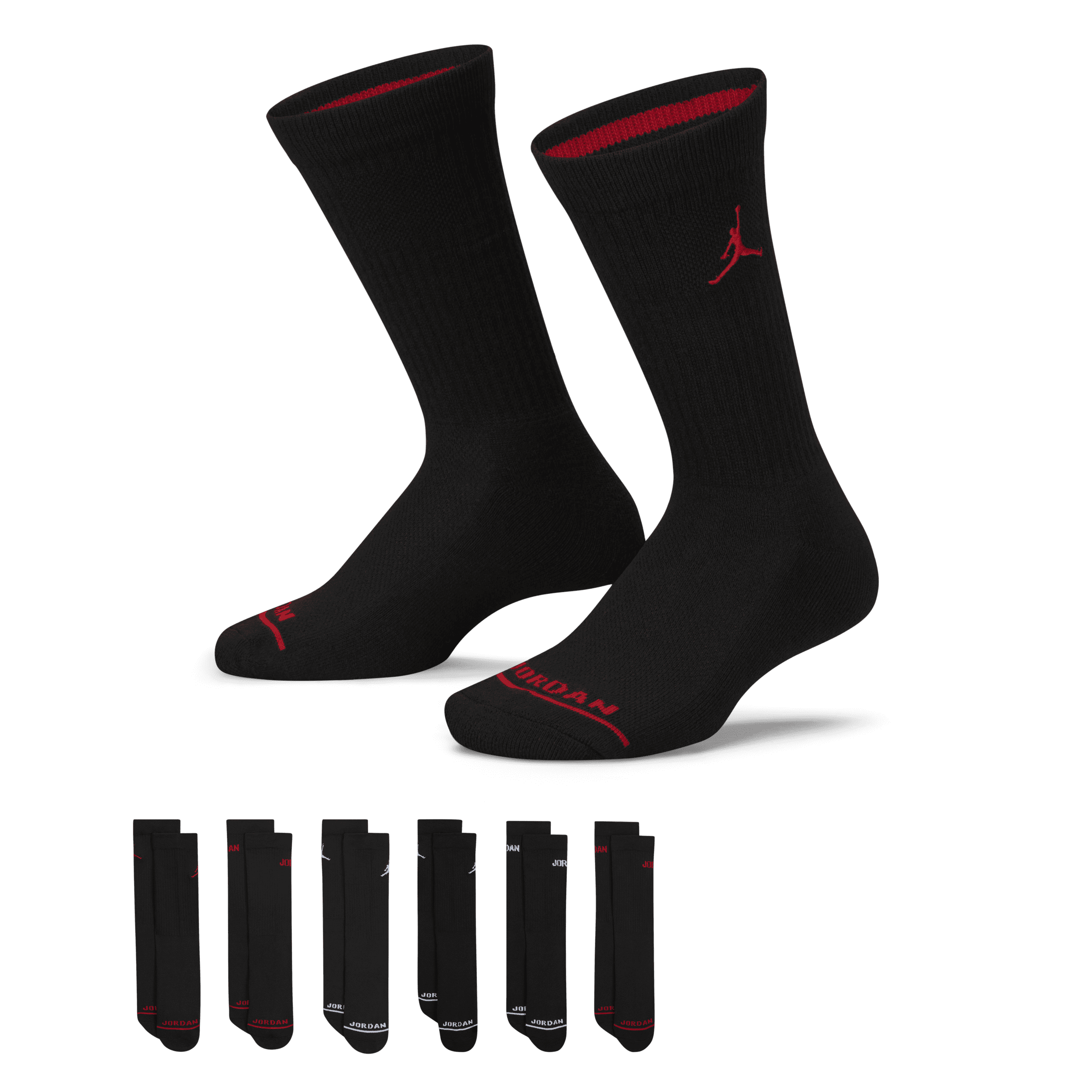 Jordan Crew sokken voor kleuters (6 paar) Zwart