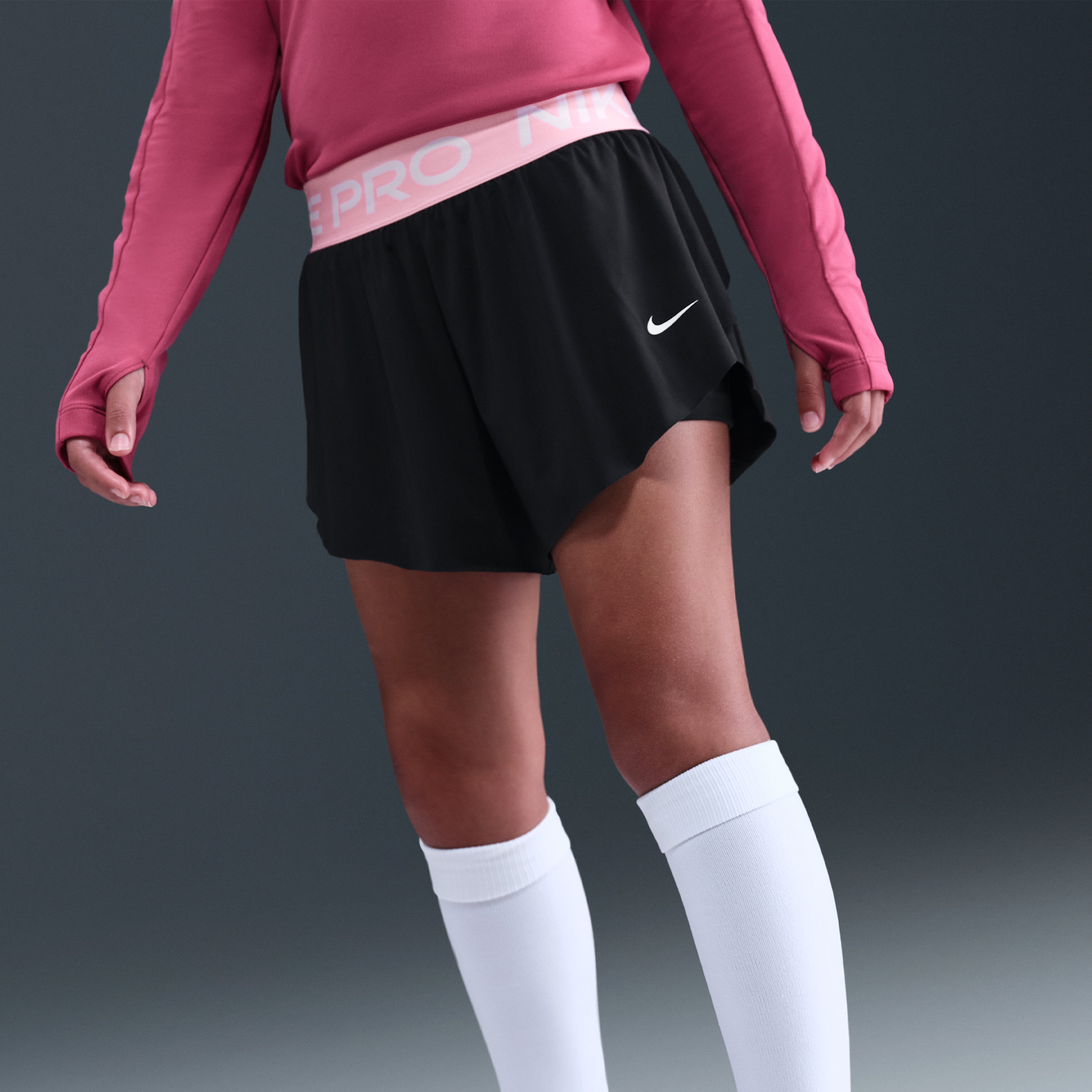 Thumbnail - Nike Pro Dri-FIT 2-in-1-Shorts (ältere Kinder, Mädchen) - Schwarz