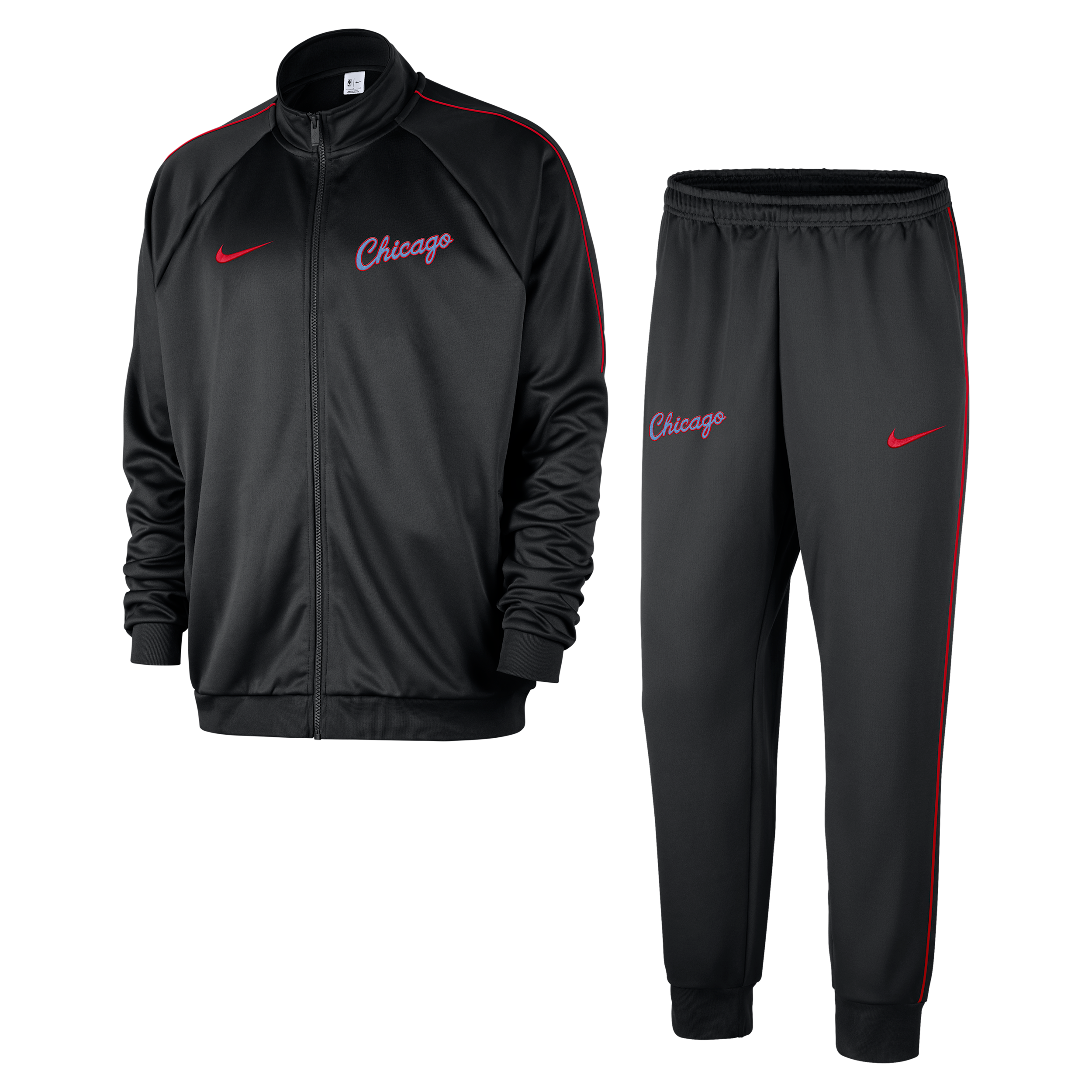 Chicago Bulls City Edition Mens Nike NBA Club Peak Tracksuit - Black - Polyester