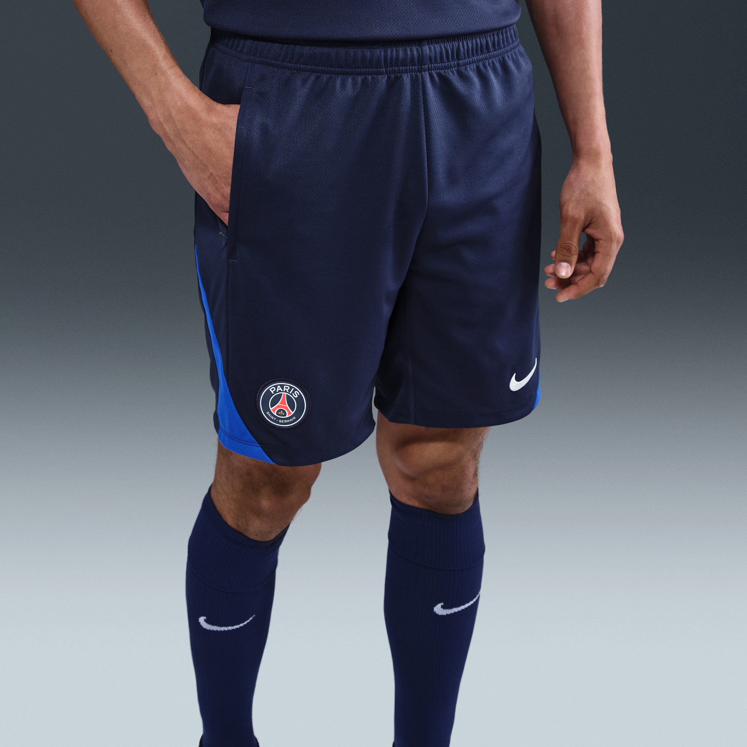 Thumbnail - Paris Saint-Germain Strike Nike Dri-FIT Fußballshorts aus Strickmaterial (Herren) - Blau