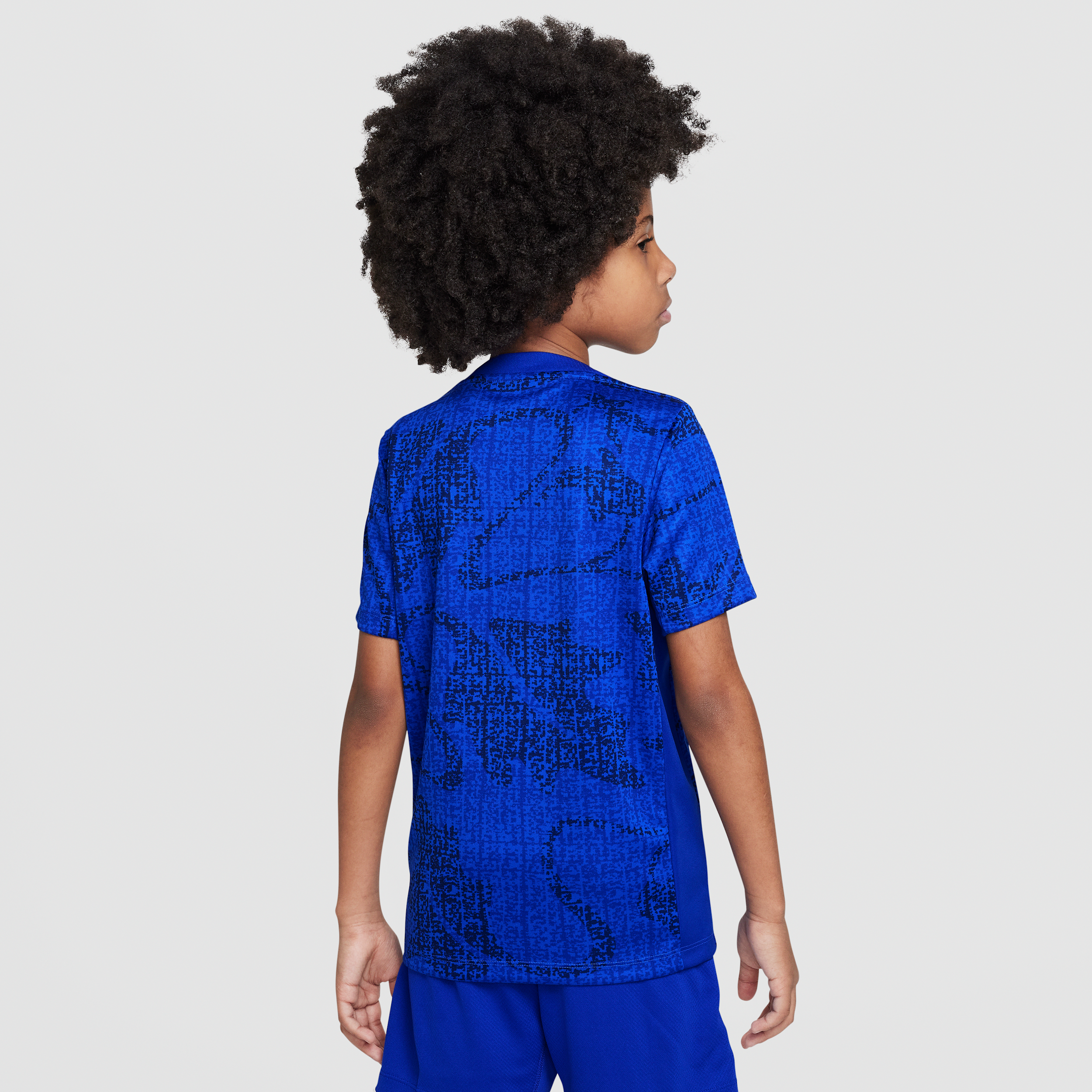 Thumbnail - FFF Academy Pro Nike kurzärmeliges Pre-Match-Fußballoberteil mit Dri-FIT-Technologie (ältere Kinder) - Blau