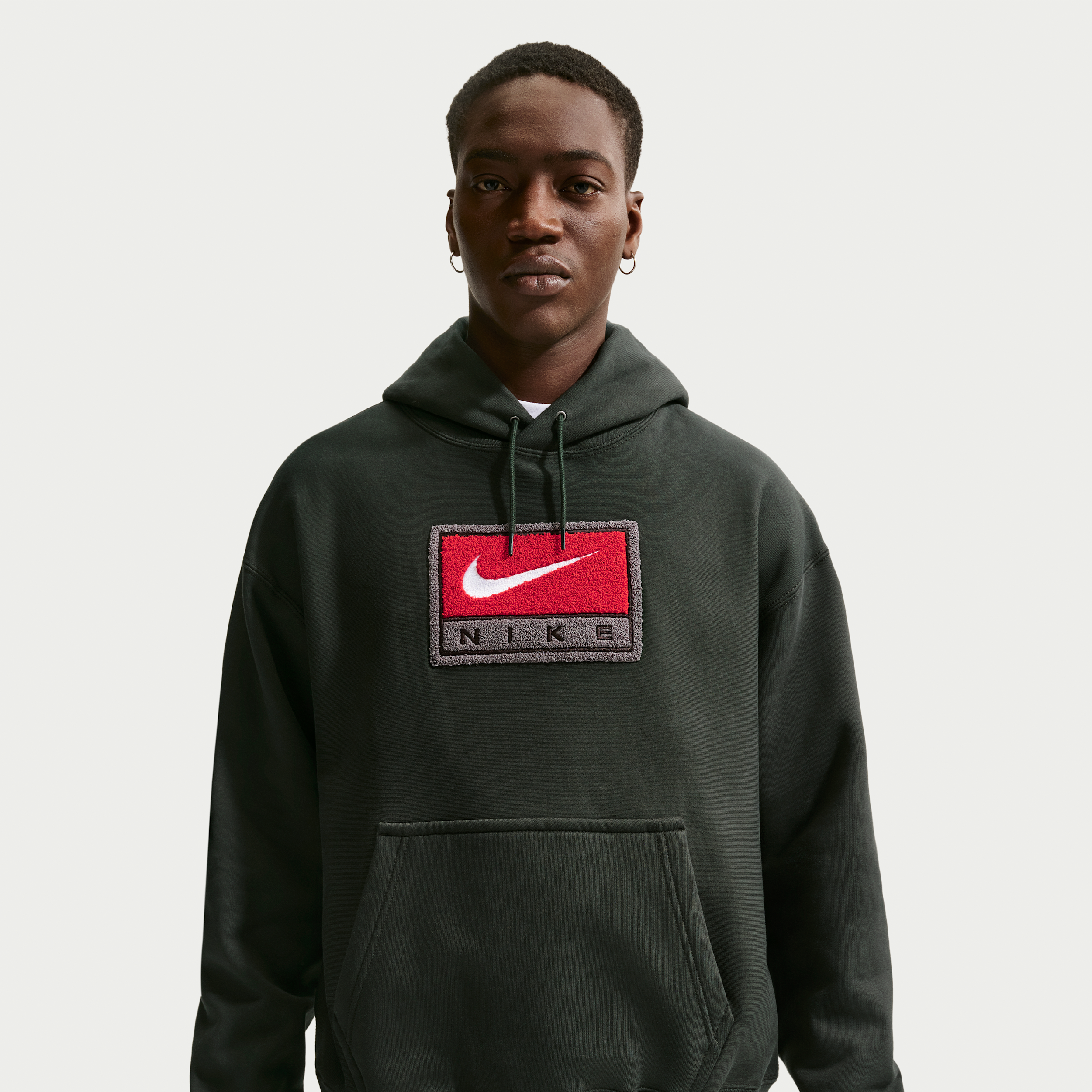 Felpa pullover in fleece con cappuccio Nike Solo Swoosh – Uomo - Verde