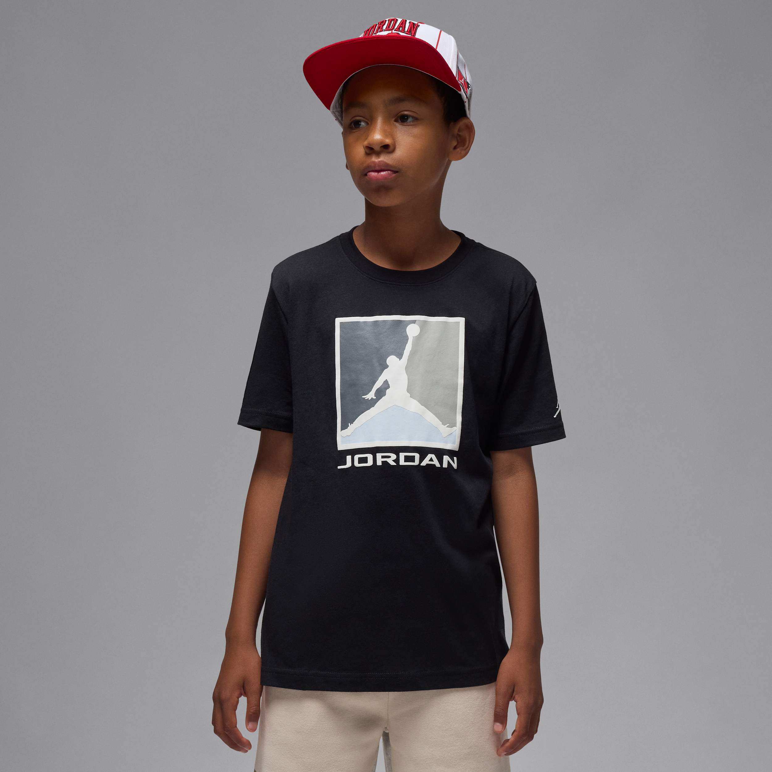 Jordan Flight Essentials T-shirt met boxed logo 3.0 voor kids - Zwart
