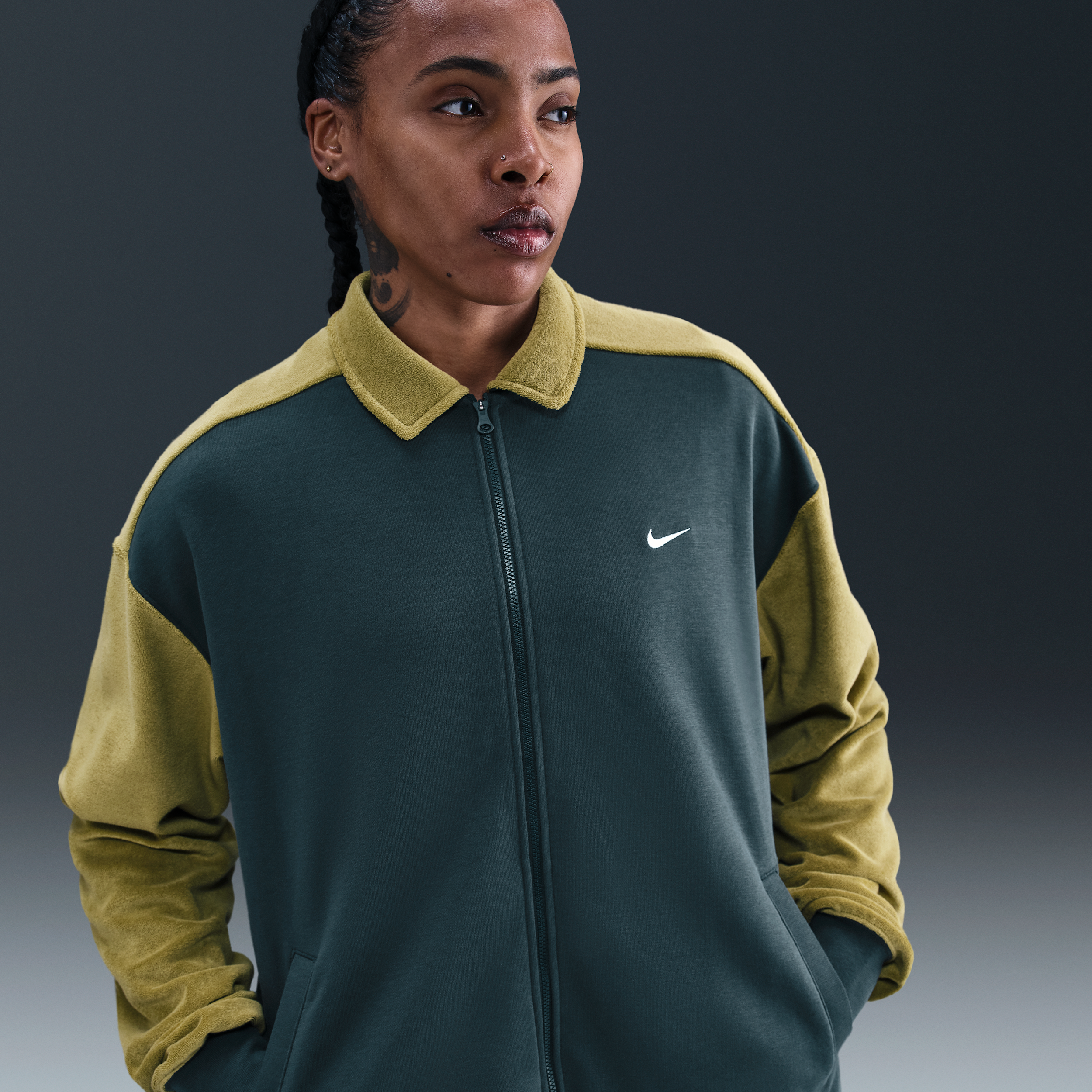 Thumbnail - Nike Damen-Basketball-Oberteil mit durchgehendem Reißverschluss - Grün