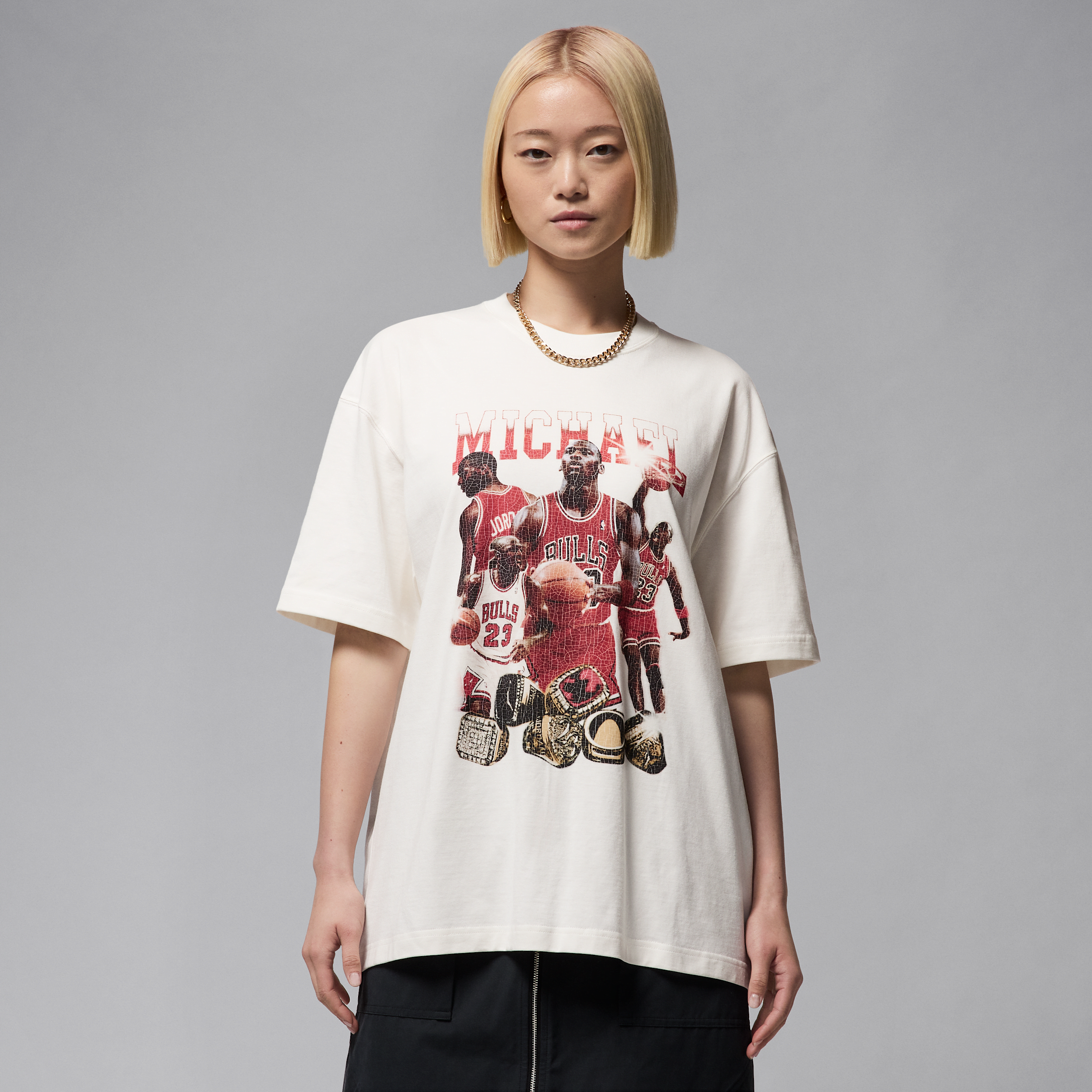 Thumbnail - Jordan kurzärmliges Oversize-T-Shirt mit Grafik (Damen) - Weiß