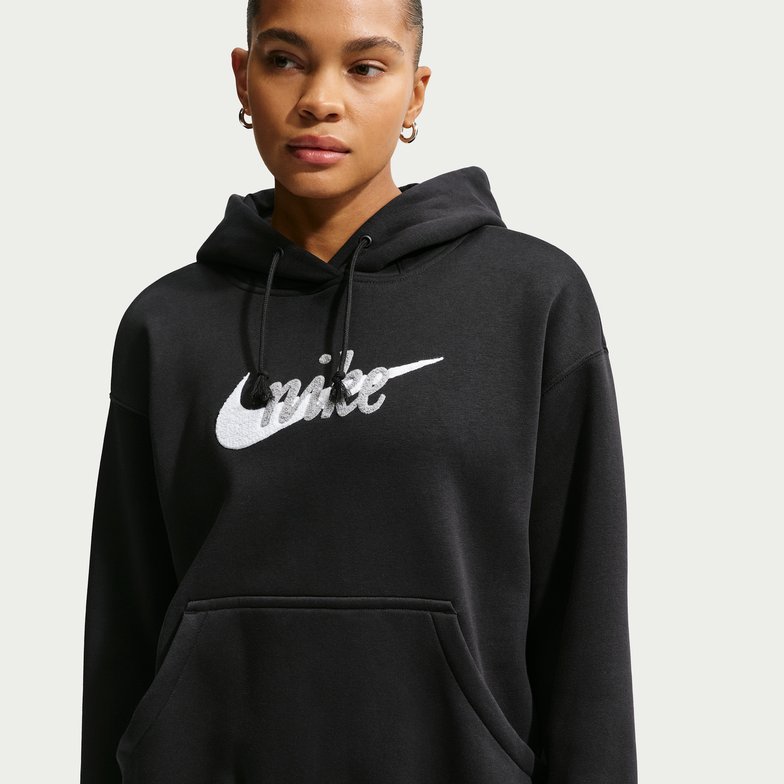 Felpa oversize con cappuccio e logo Nike Phoenix Fleece – Donna - Nero