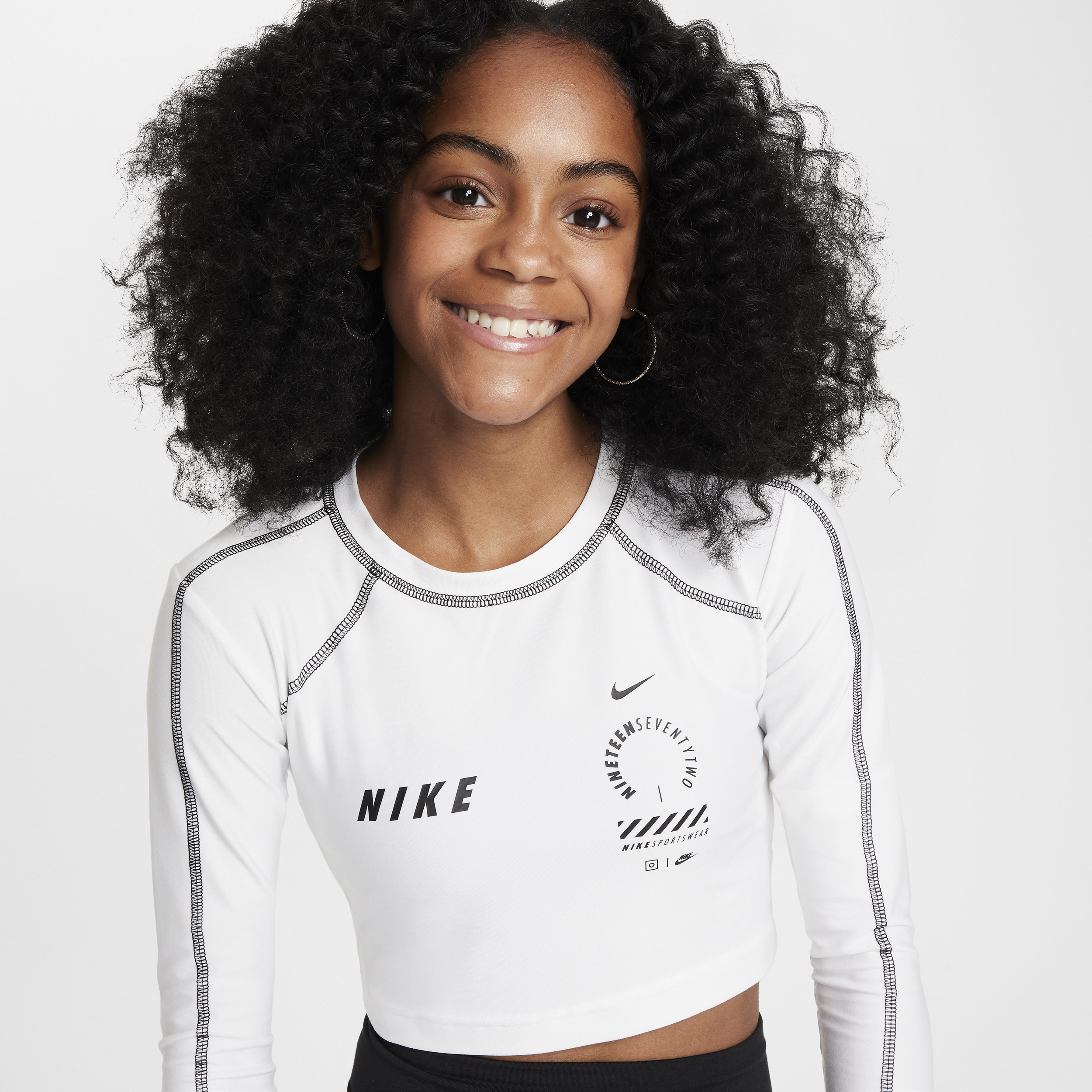 Nike Sportswear croptop met lange mouwen voor meisjes Wit