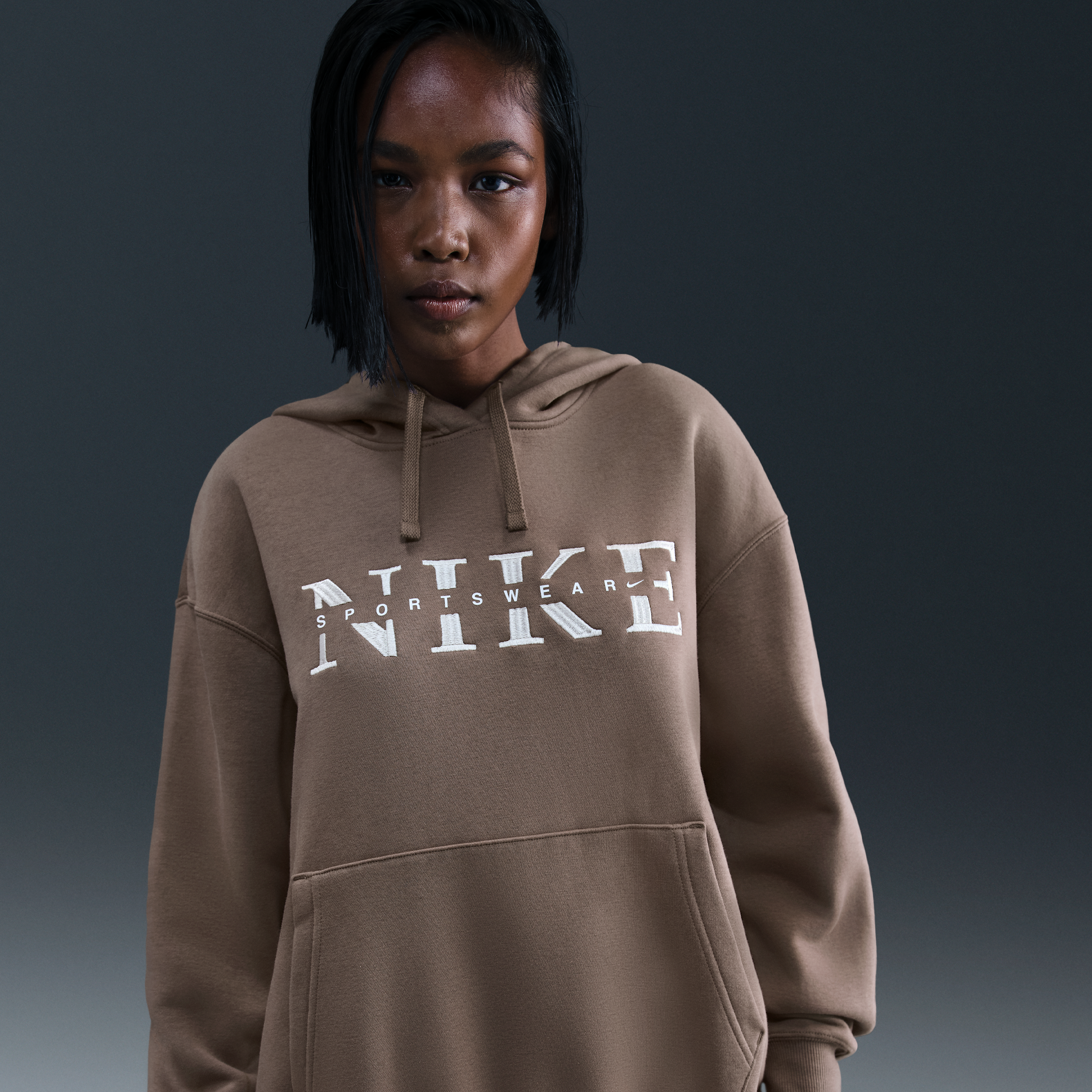 Thumbnail - Nike Phoenix Fleece Oversize-Hoodie für Damen - Braun