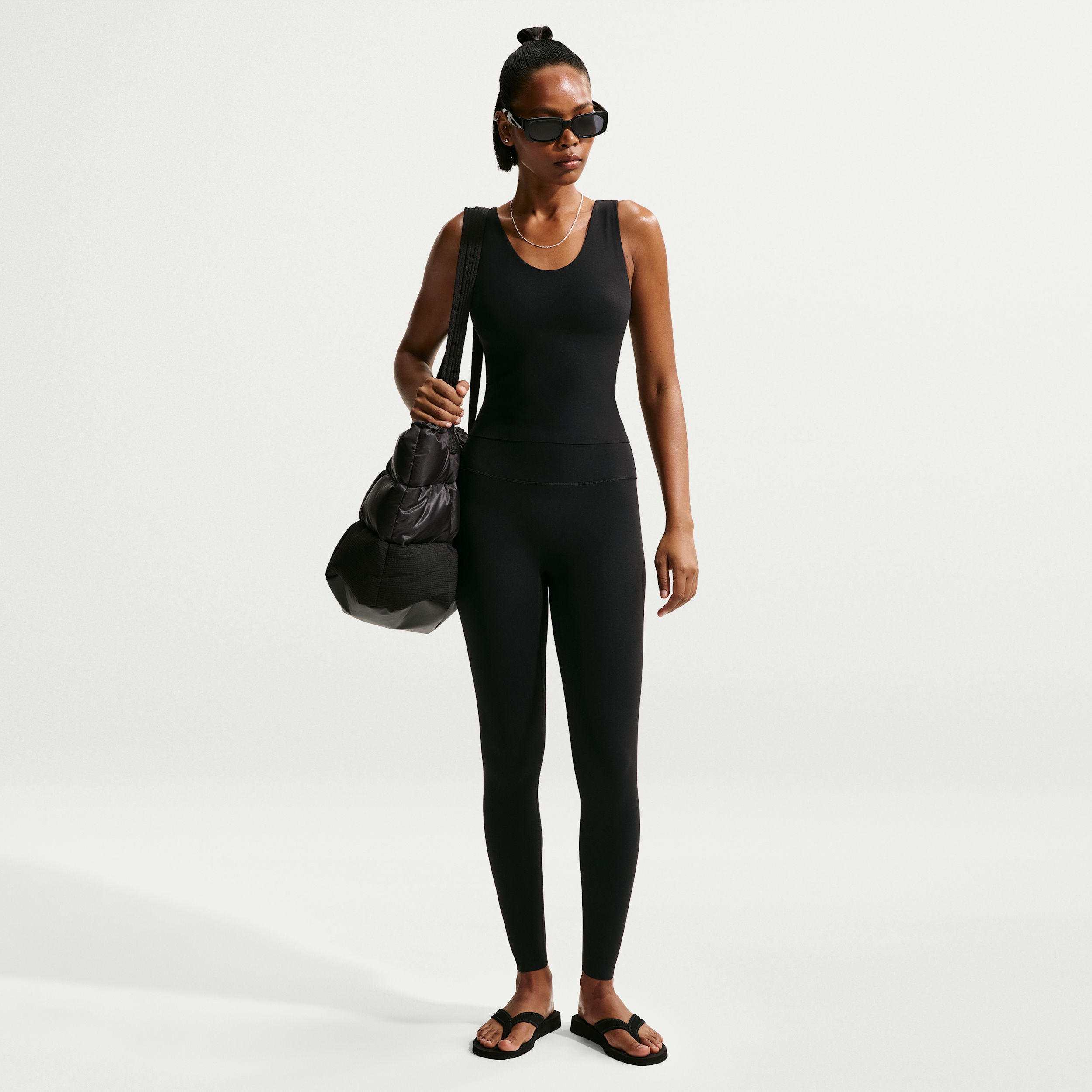 Nike Zenvy Womens High-Waisted Full-Length Leggings with No Front Seam - Black - Nylon/Elastane