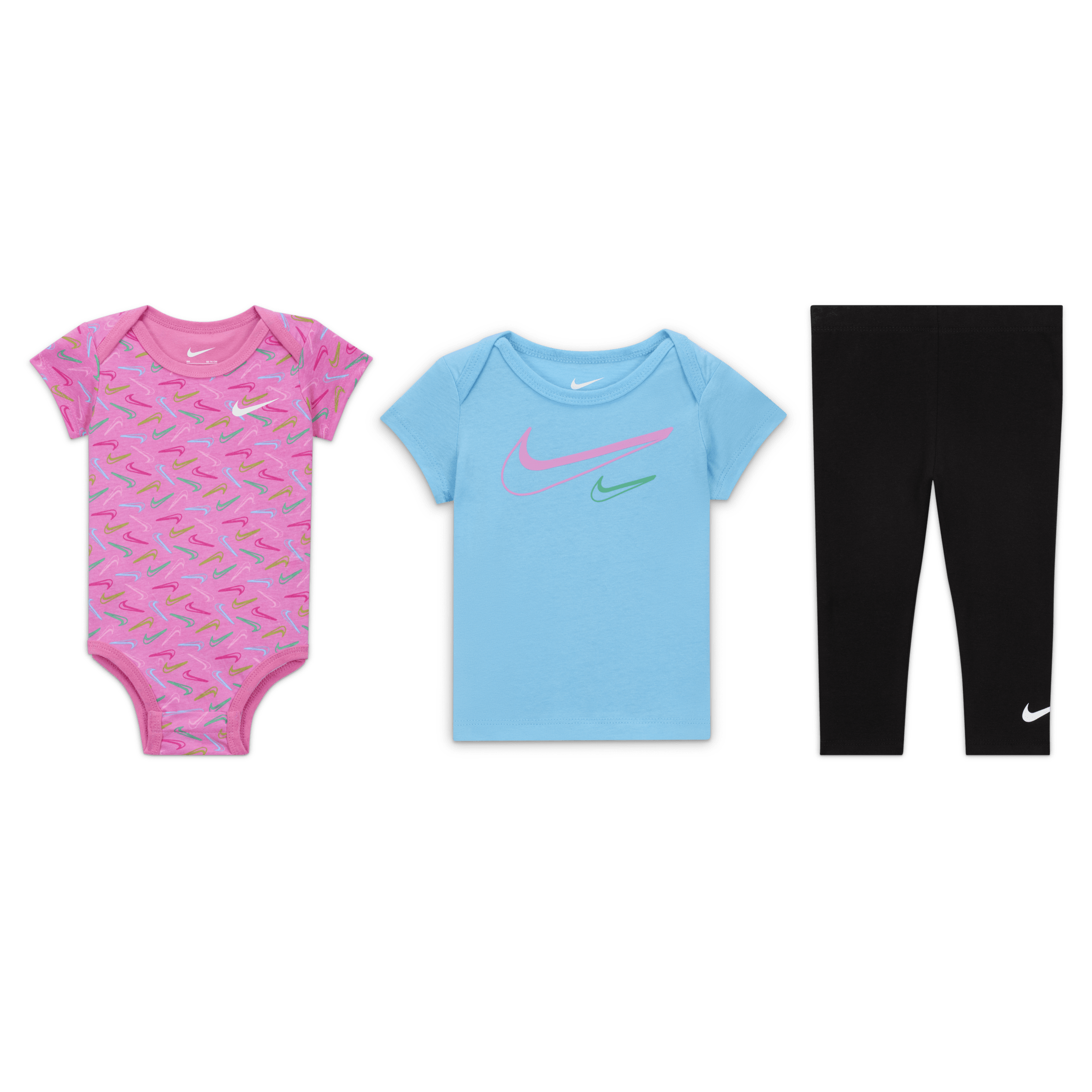 Nike Swoosh Logo 3-delige rompertjesset voor baby's (0-9 maanden) Zwart