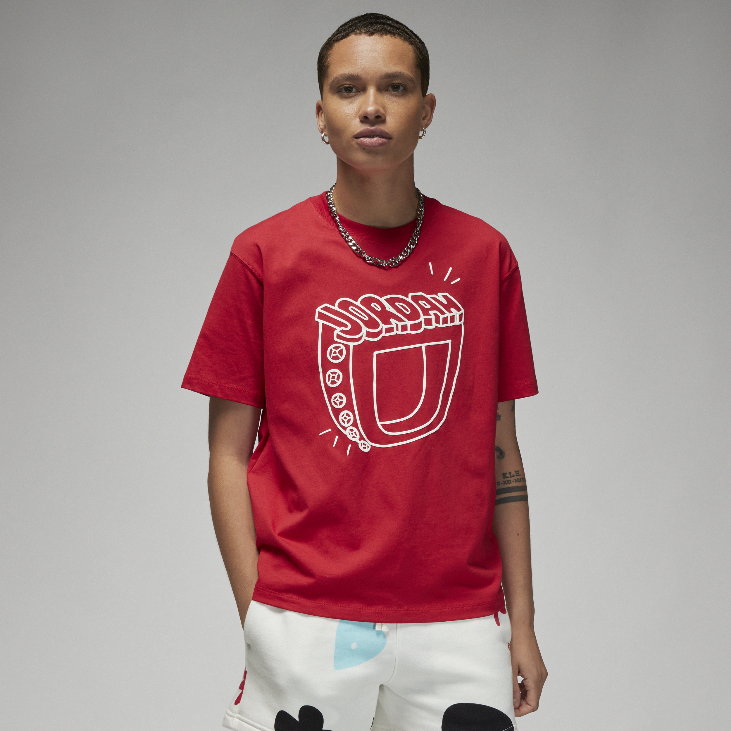 T-shirt damski Jordan Artist Series by Mia Lee - Czerwony