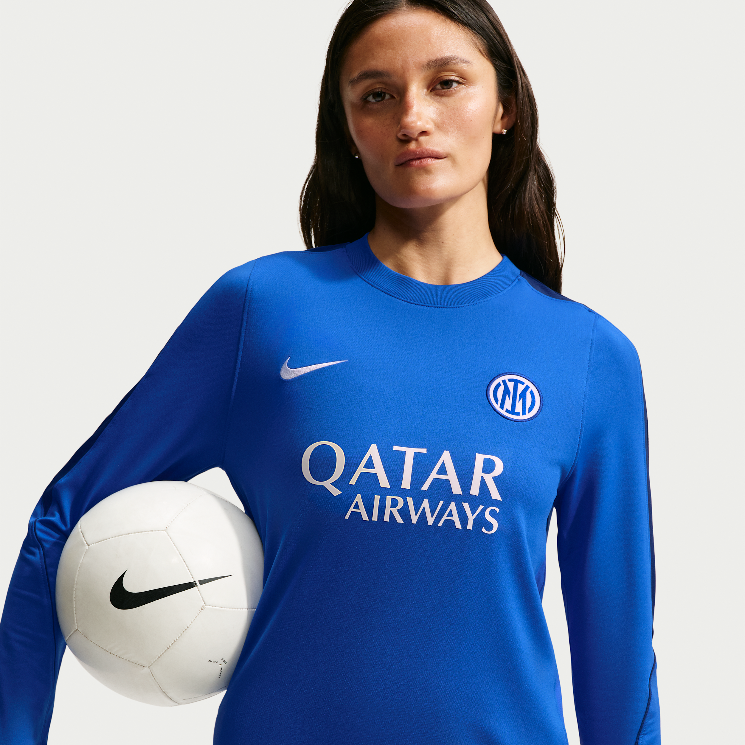 Maskinstrikket Inter Milan Strike Nike Dri-FIT-fodboldtrøje med rund hals til kvinder - blå