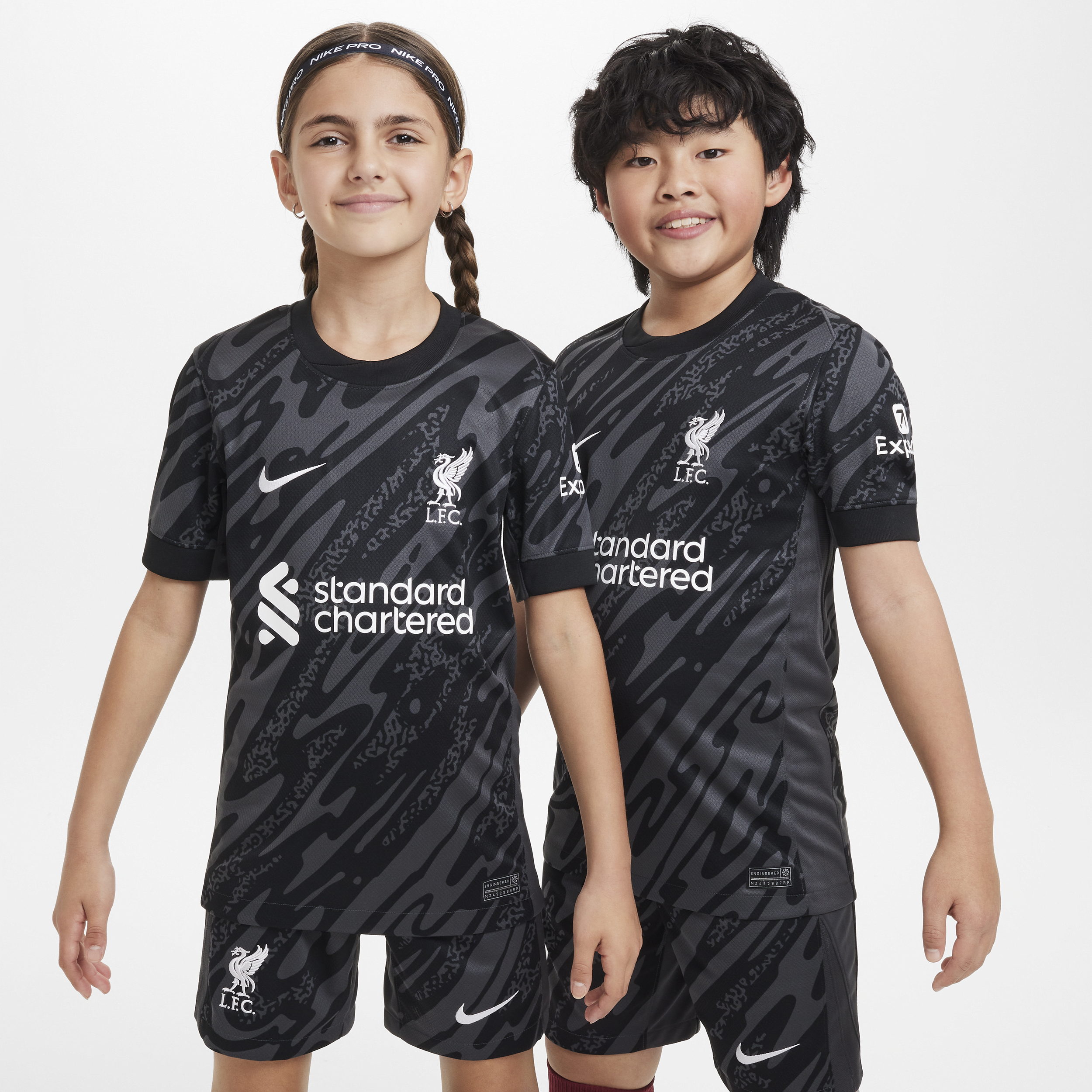 Nike Liverpool FC Stadium Goalkeeper Dri-FIT replica voetbalshirt met korte mouwen voor kids Grijs